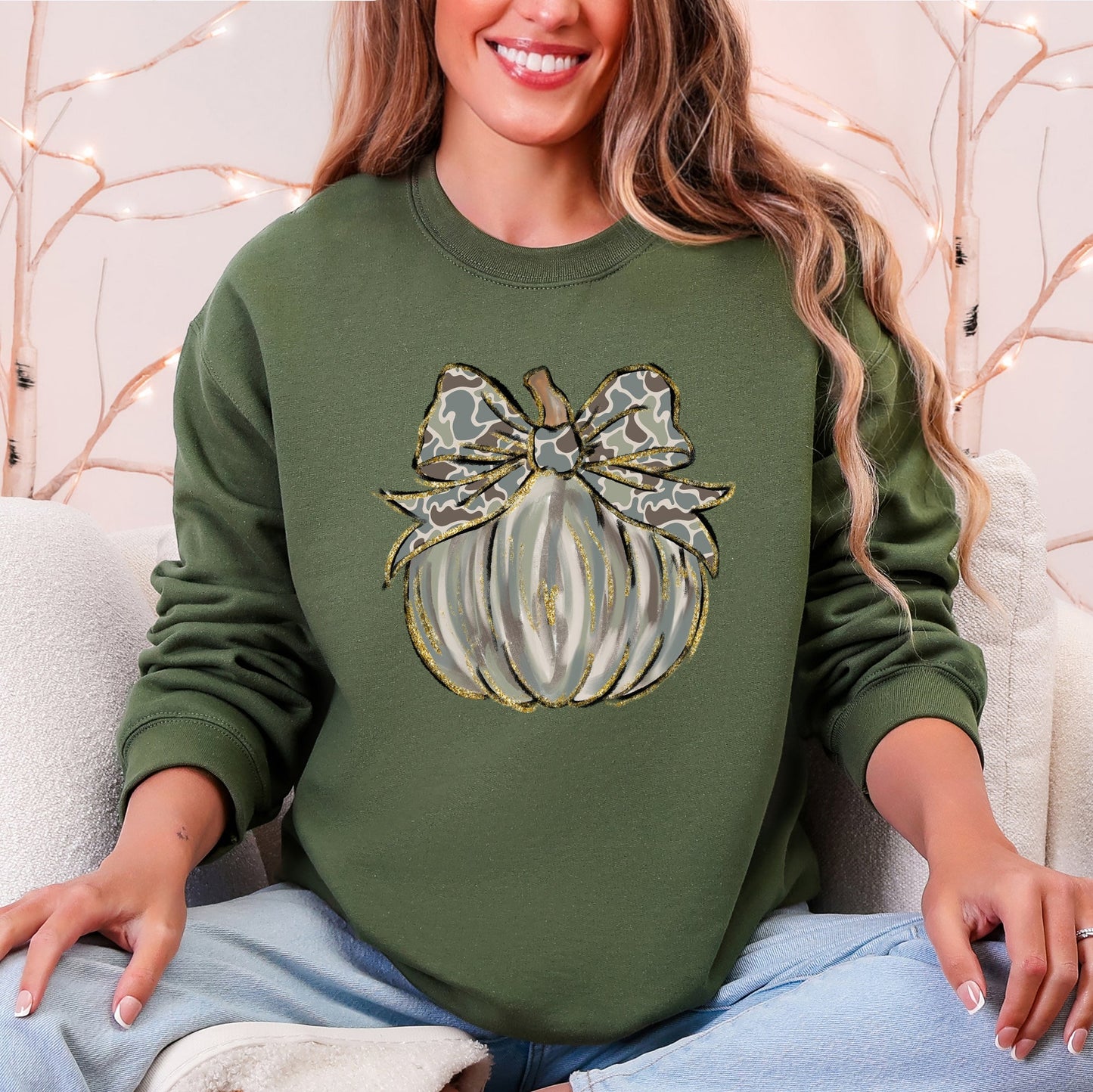 Military green Camo Pumpkin, Autumn, Hunting Season Sweatshirt