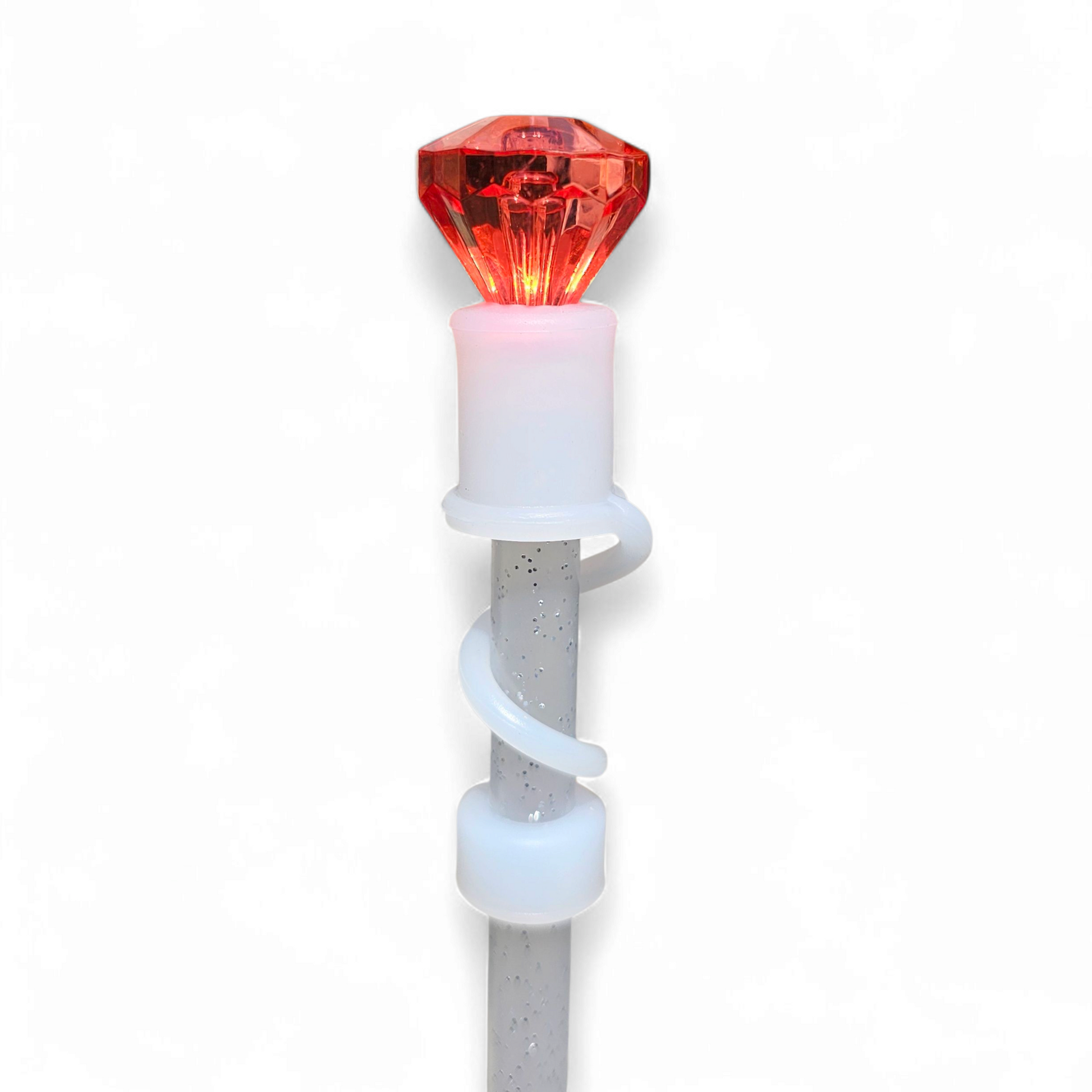 Cherry Red Diamond  | Semi-transparent Silicone 10mm Straw Topper Base 