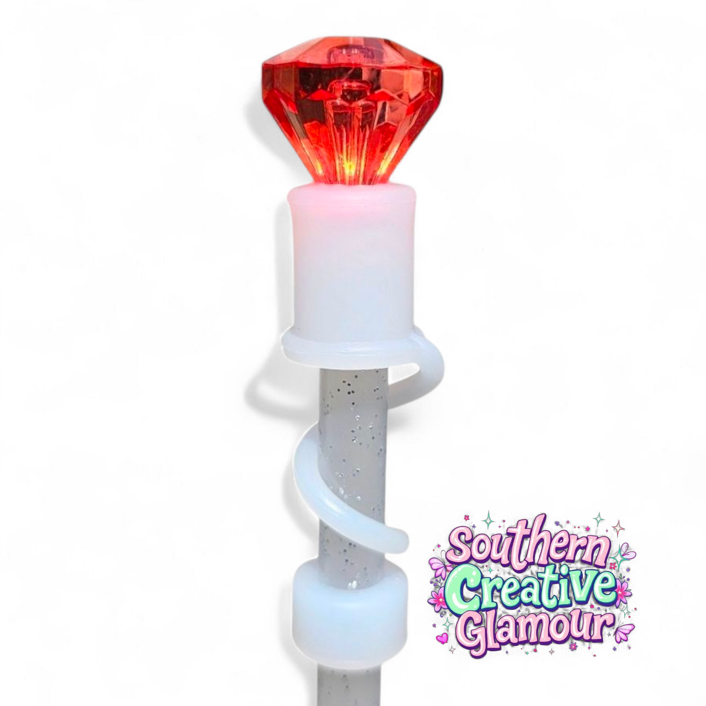 Cherry Red DiSilicone 10mm Straw Topper | Straw Cover by Southern Creative Glamour 