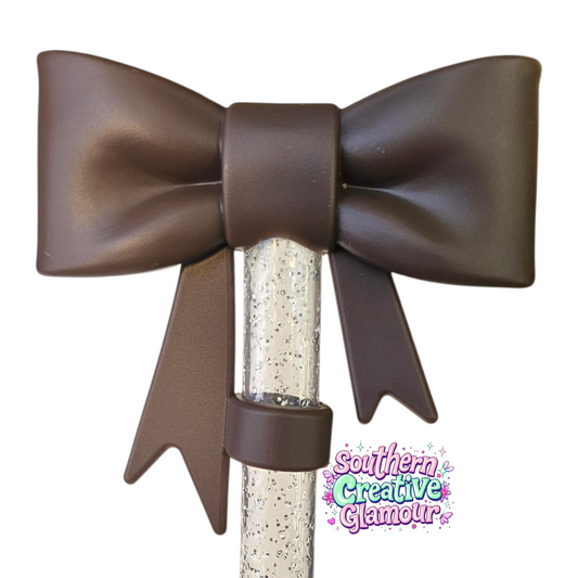 Chocolate Mousse 3D Bow Silicone Straw Topper by SouthernCreativeGlamour | Fits 10mm Straws 