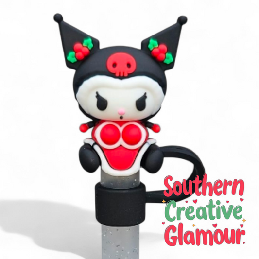 Christmas inspired Kuromi Straw Topper | Straw Cover 