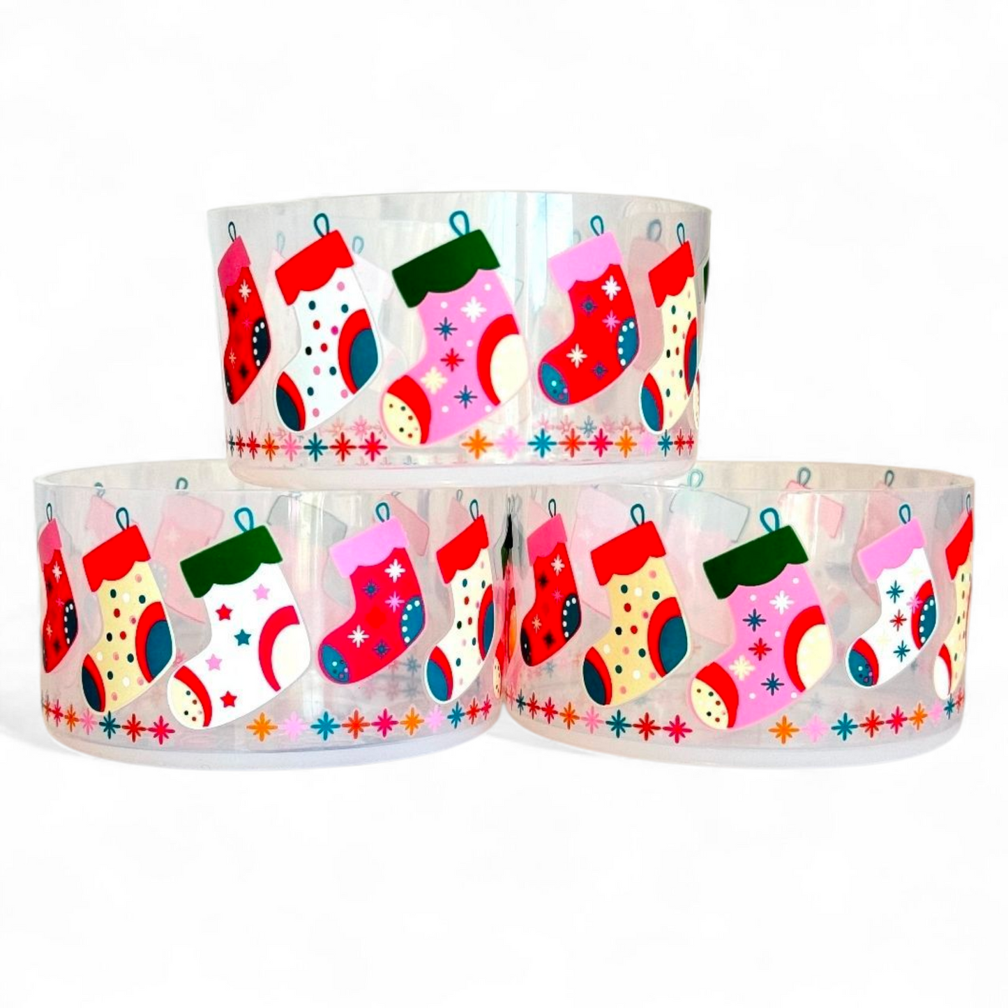 CLEAR Christmas Socks Silicone Tumbler Boot