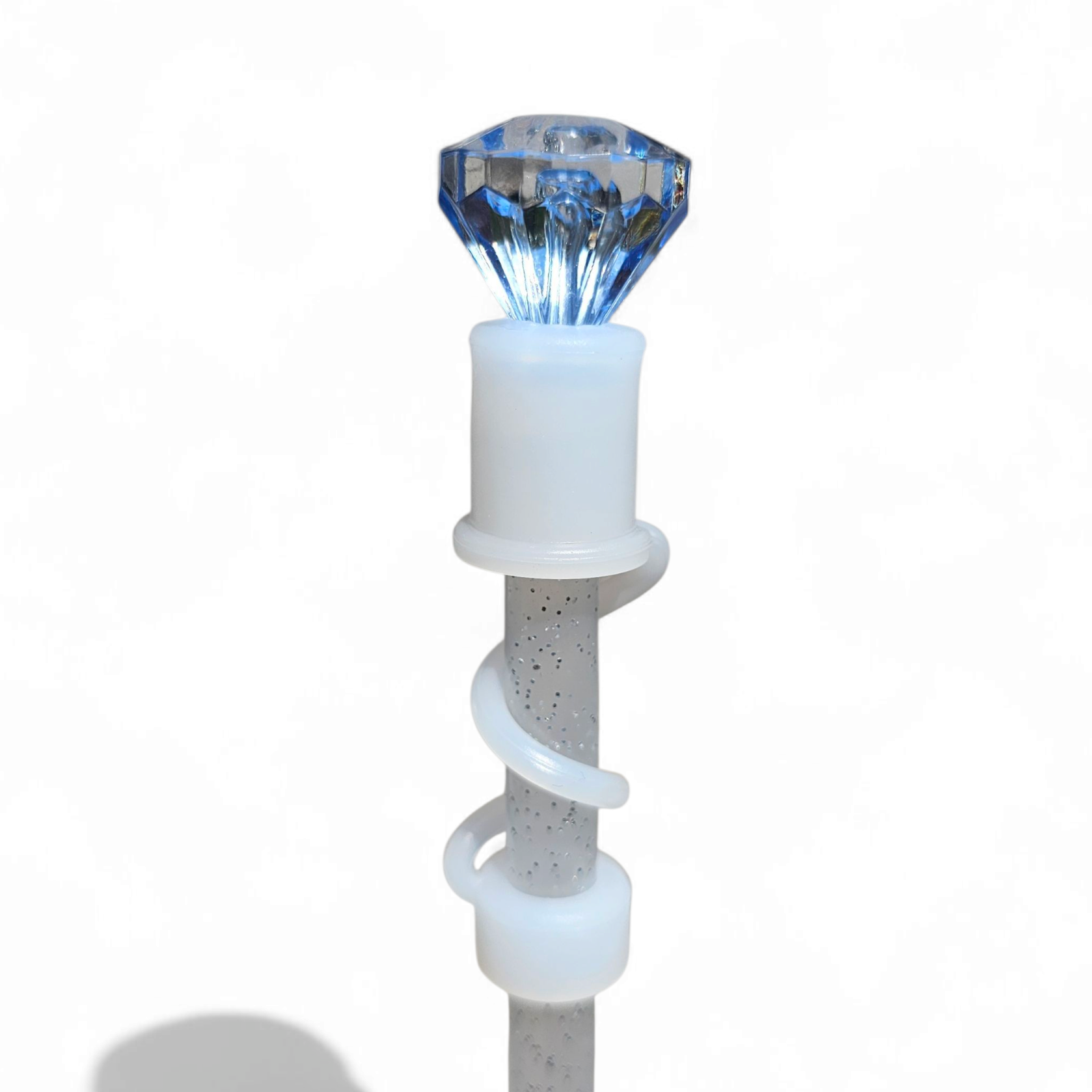Blue Diamond Straw Topper with Semi-transparent Silicone Straw Topper Base. 