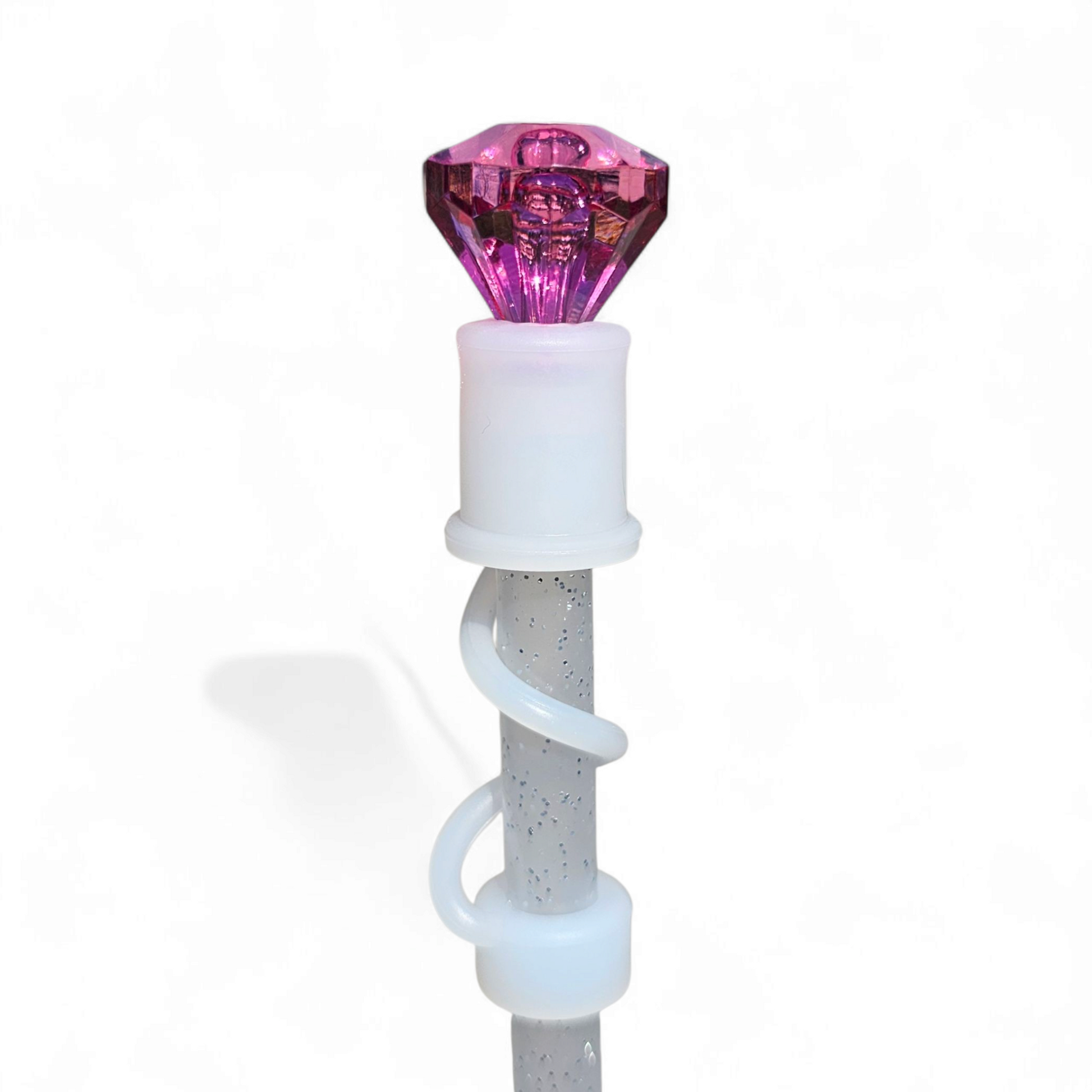 Fuchsia Pink Diamond  | Semi-transparent Silicone 3D Straw Topper | Straw Cover by Southern Creative Glamour 