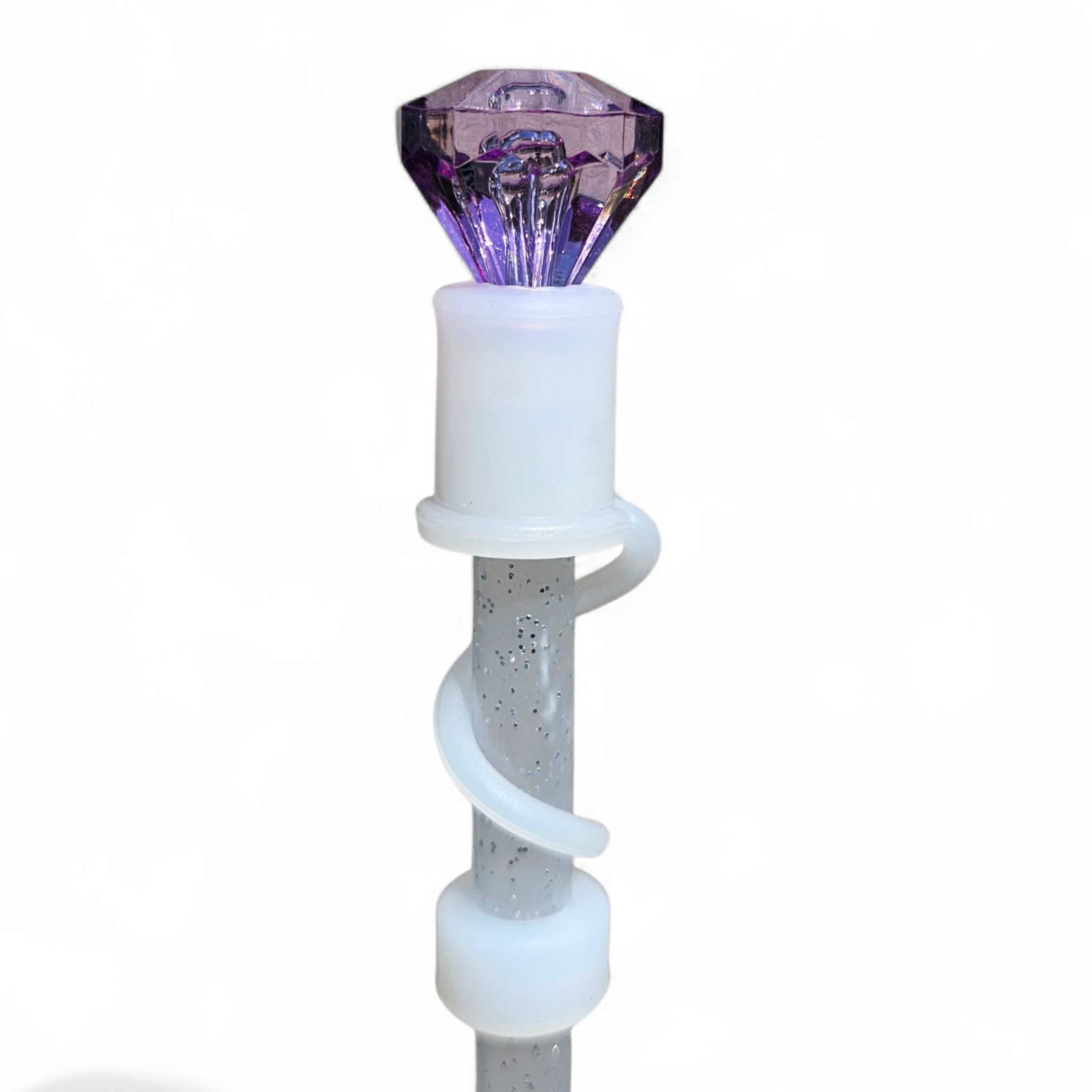 Purple Straw Topper with Semi-transparent Silicone Straw Topper Base. 