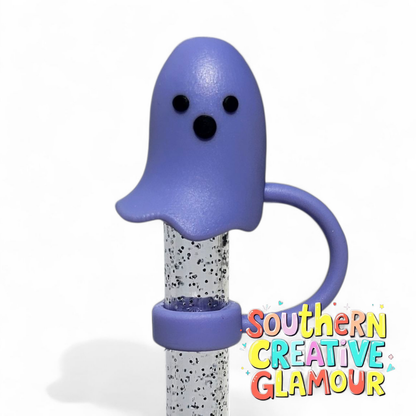 Purple 3D Ghost Straw Toppers - 10mm by Southern Creative Glamour 