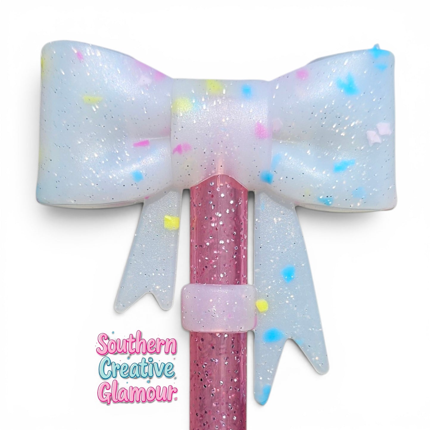 Fun Confetti Bow Straw Topper by Southern CreativeGlamour | Fits 10mm Straws