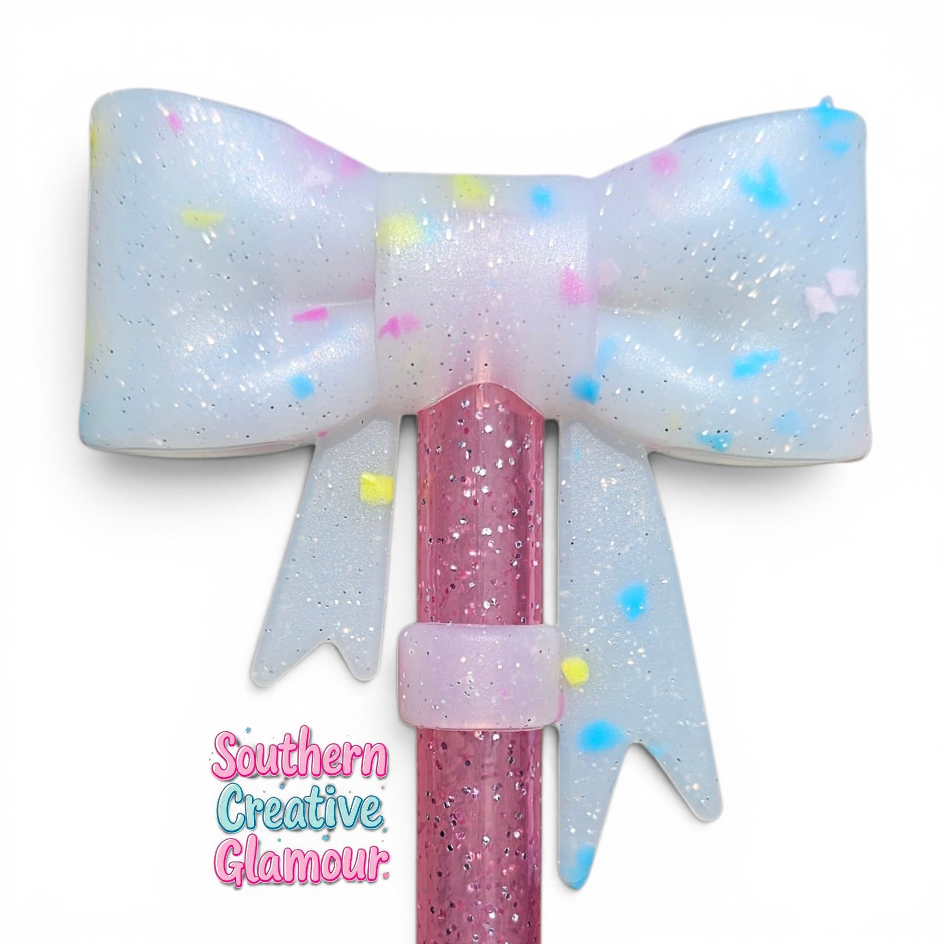 Fun Confetti Bow Straw Topper by Southern CreativeGlamour | Fits 10mm Straws