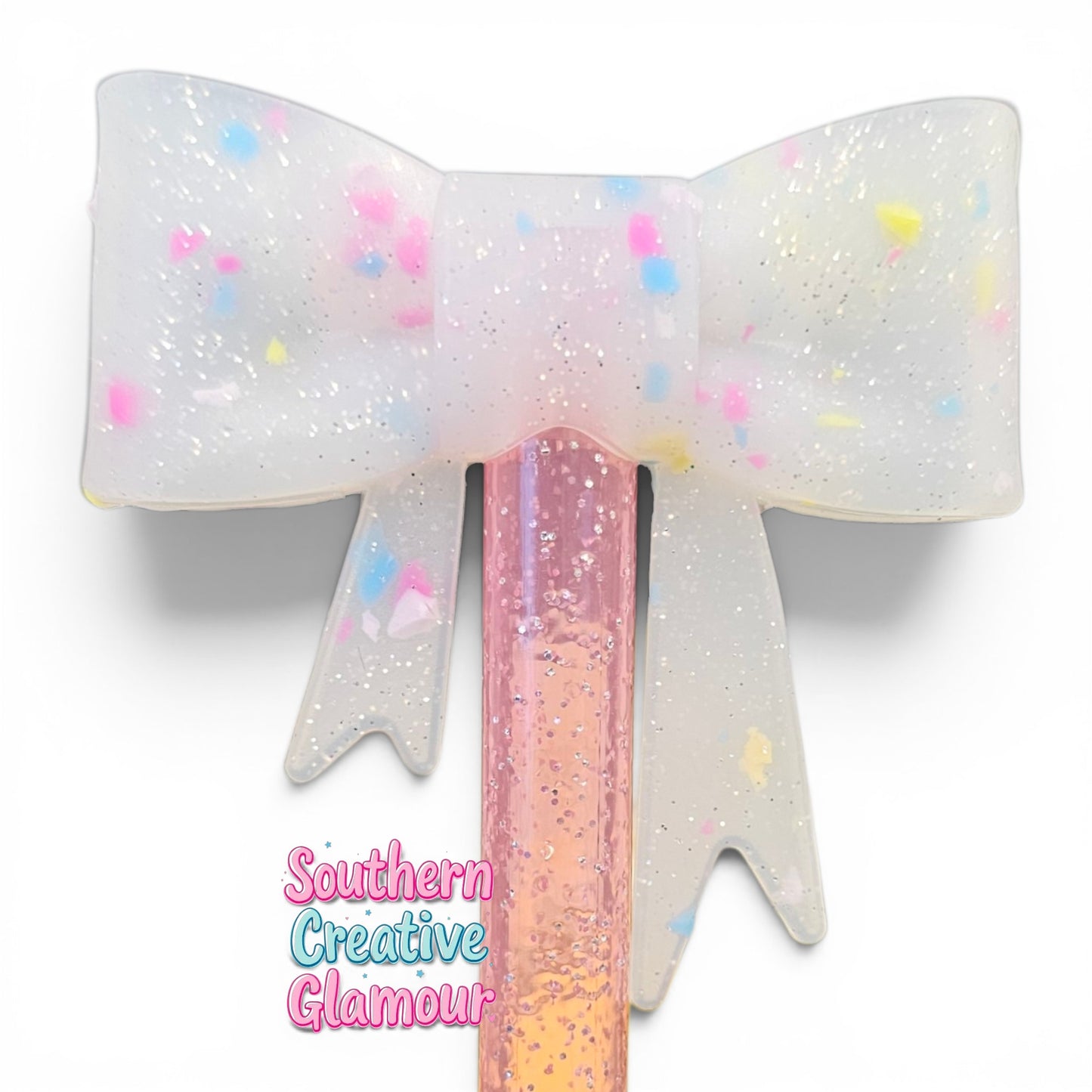 Confetti Glitter Bow Straw Topper | Fits 10mm Straws