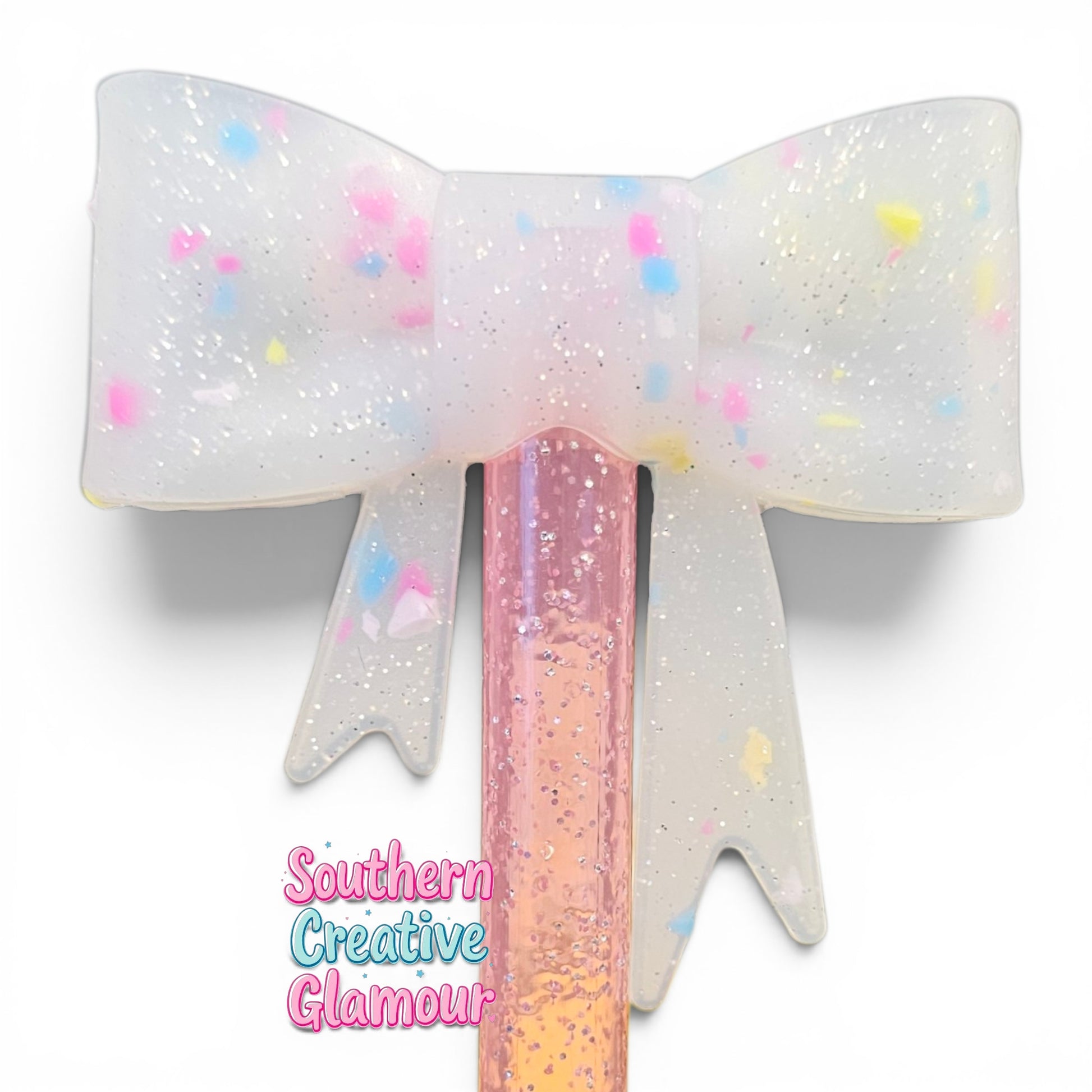 Confetti Glitter Bow Straw Topper | Fits 10mm Straws