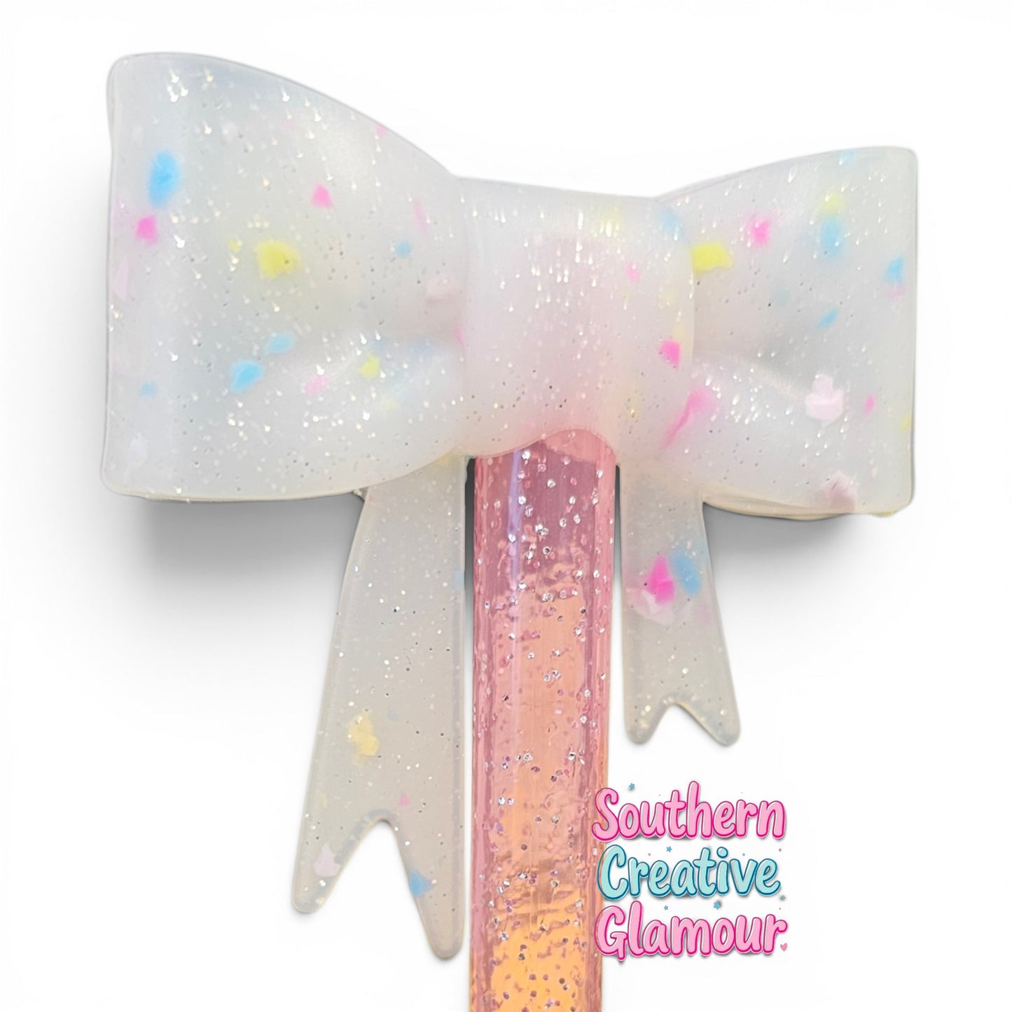 Confetti Glitter Bow Straw Topper | Fits 10mm Straws