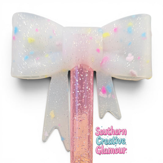 Confetti Glitter Bow Straw Topper | Fits 10mm Straws
