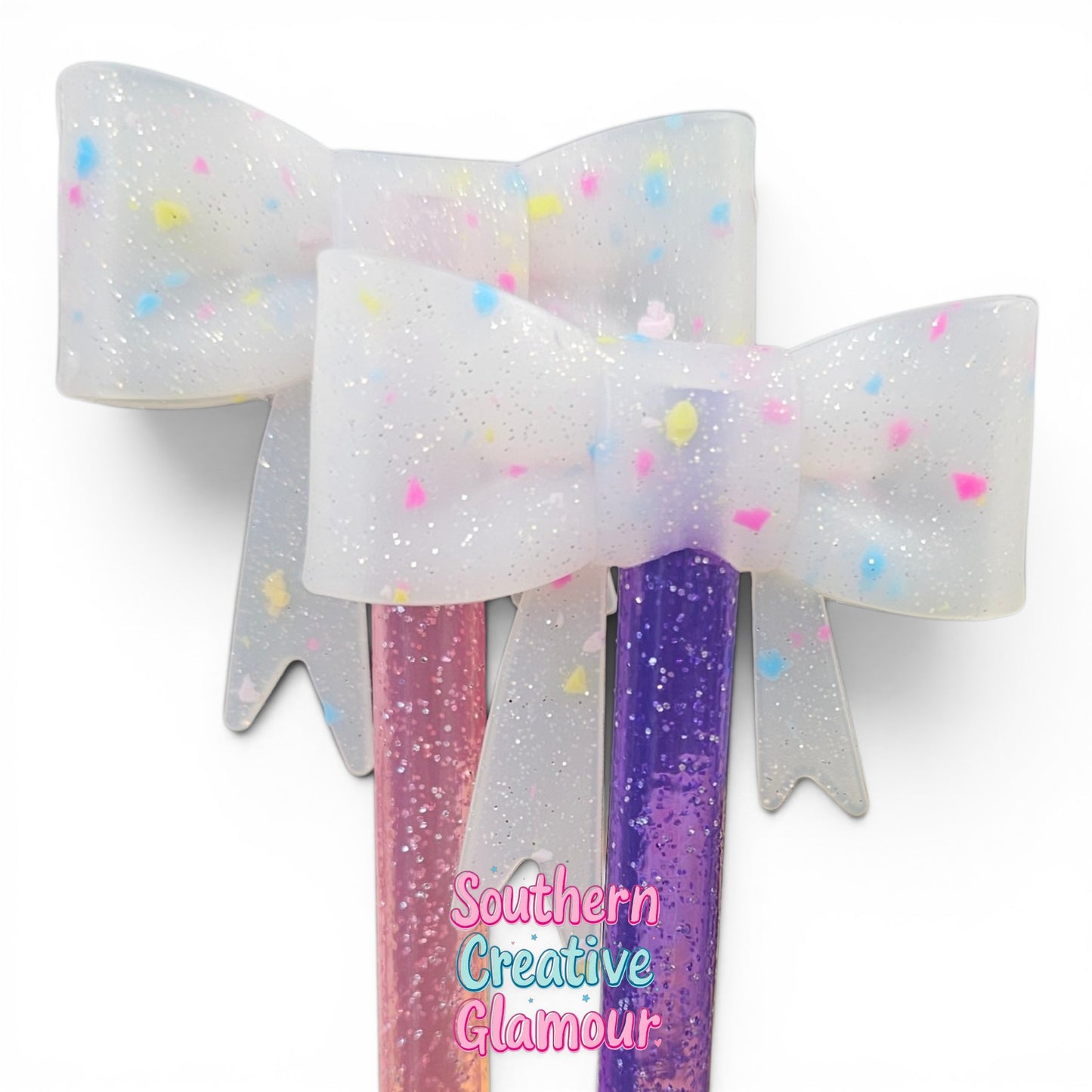 Confetti Glitter Bow Straw Topper | Fits 10mm Straws