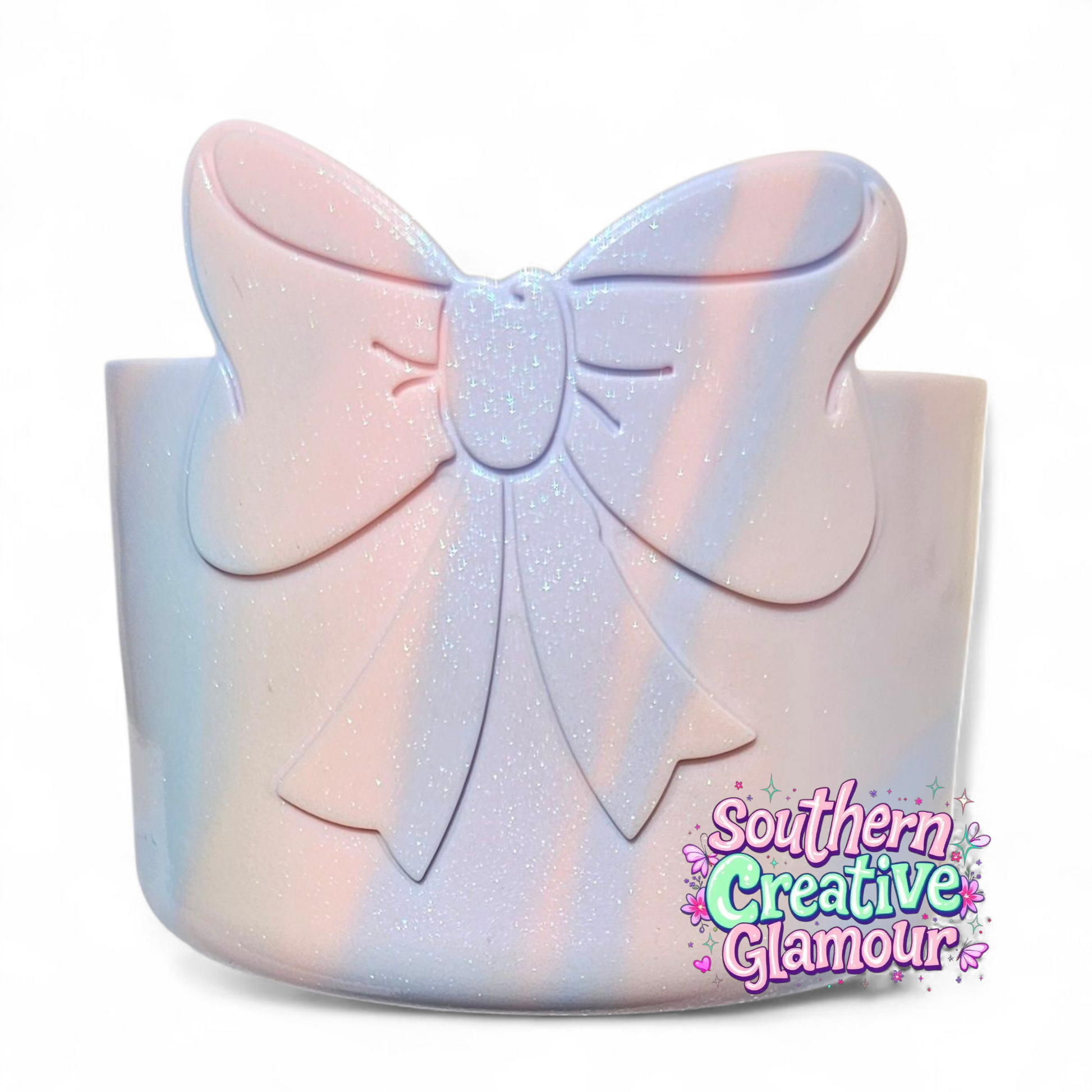 Cotton Candy Shimmer 3D Bow Silicone Tumbler Boot | Tumbler Sleeve by Southern Creative Glamour 