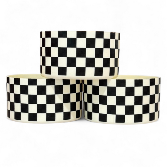 Cream & Black Checkers Silicone Tumbler Boot | Fits 20-40oz Tumblers 