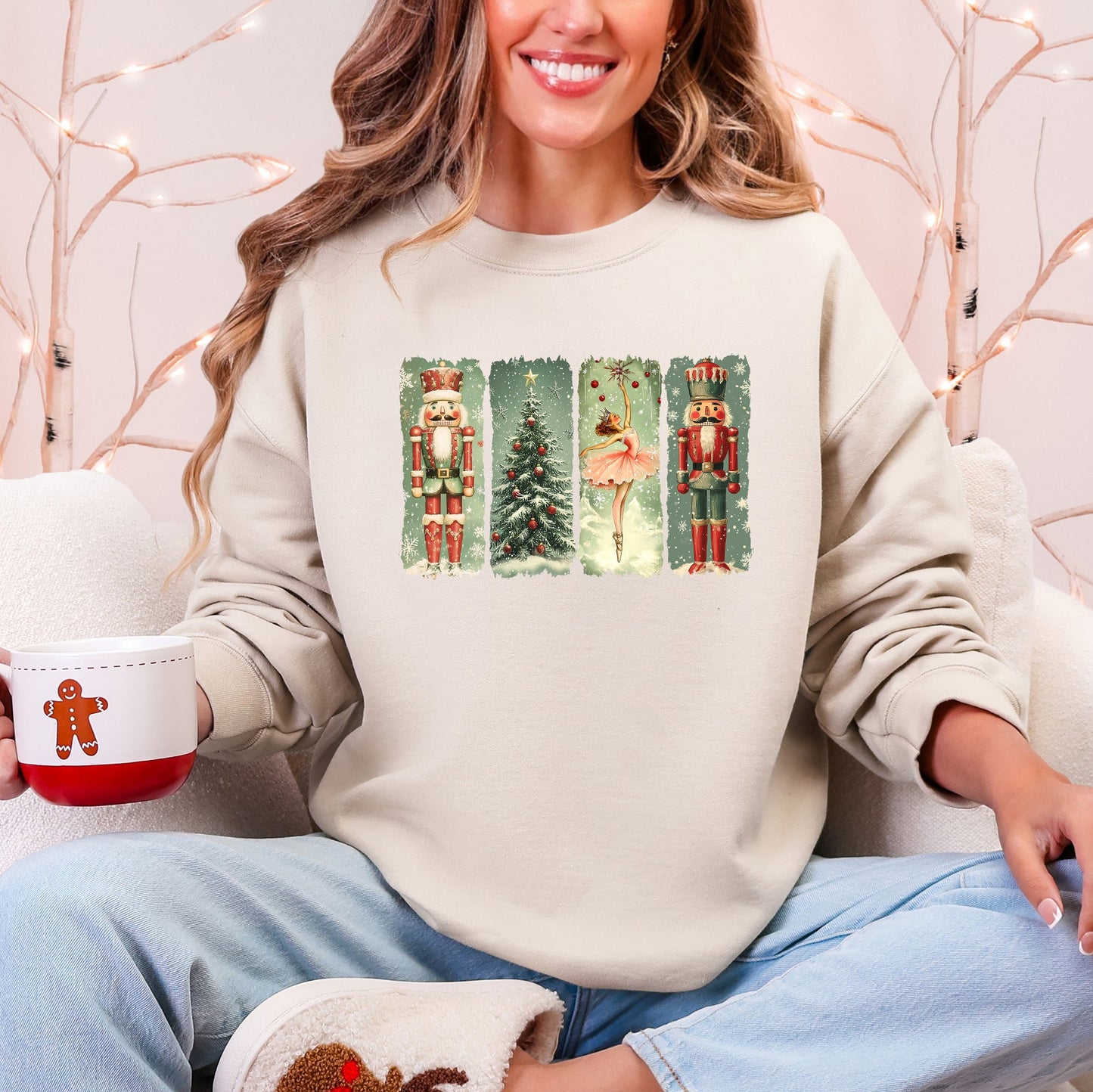 Cream Christmas, Nutcracker Ballet, Vintage Sweatshirt