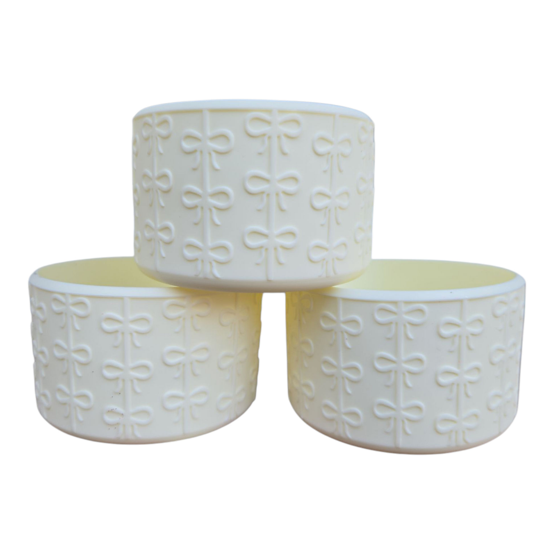 Cream Coquette Bow Silicone Tumbler Boot | Tumbler Sleeve 