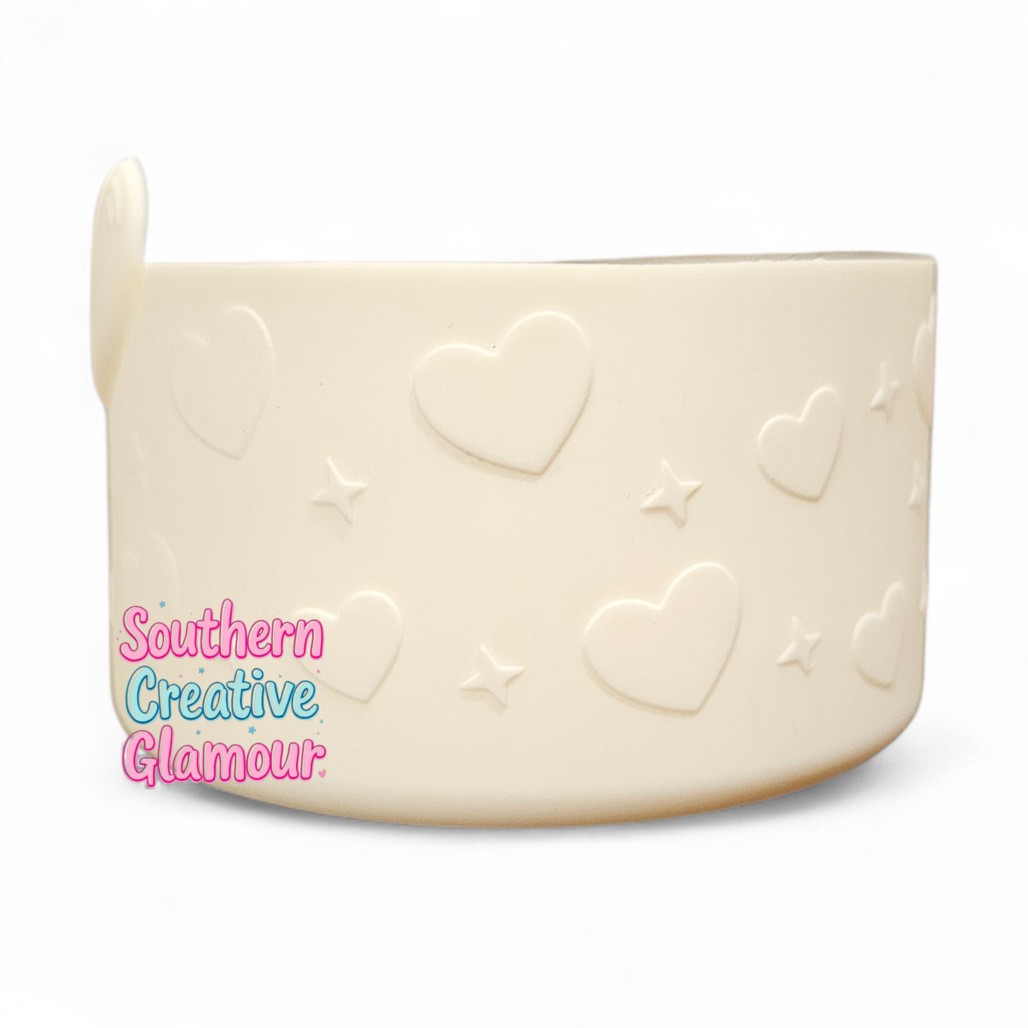 Cream 3D Heart Silicone Tumbler Boot 
