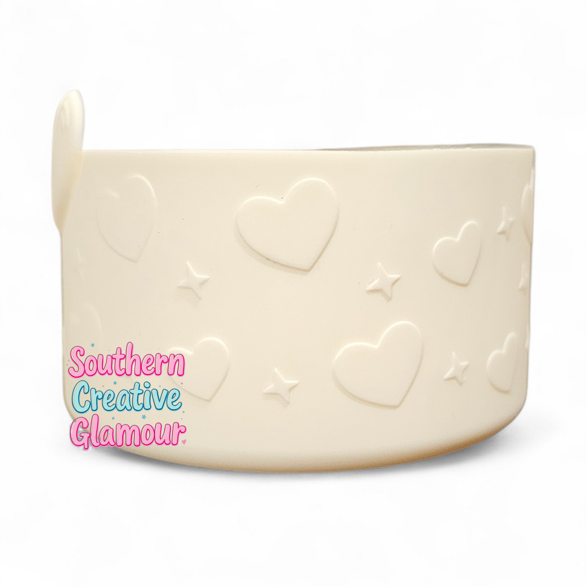 Cream 3D Heart Silicone Tumbler Boot 