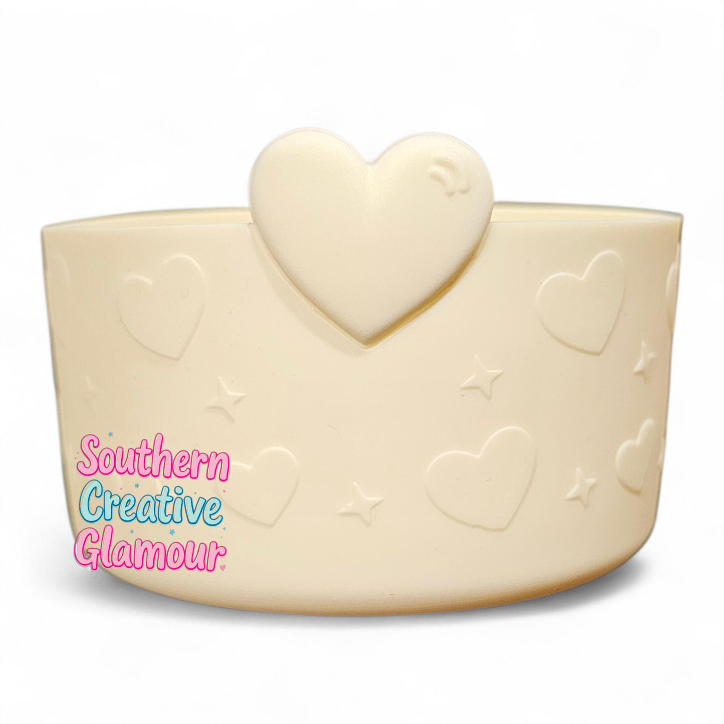 Cream 3D Heart Silicone Tumbler Boot 