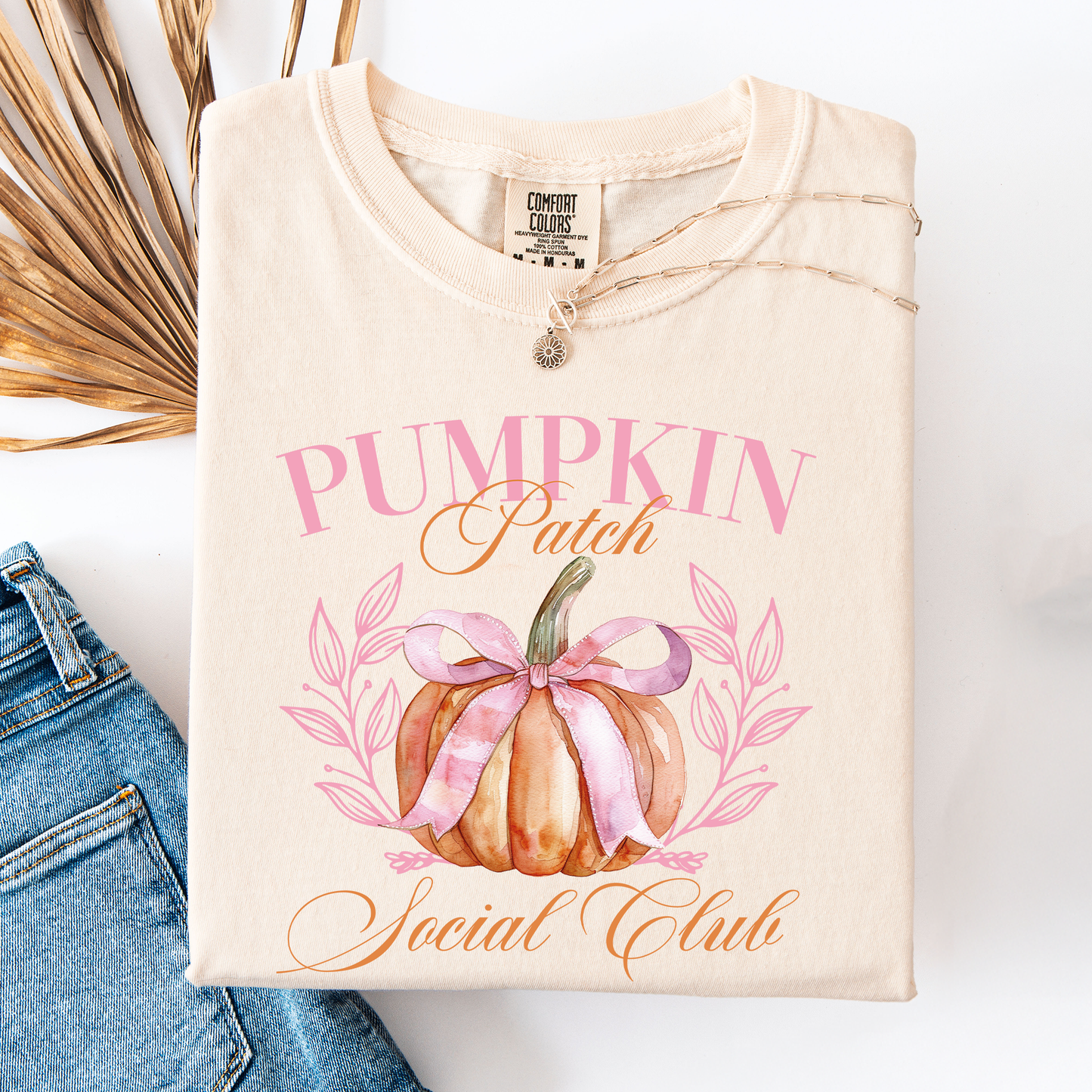 Cream Pumpkin Patch Social Club, Autumn, Fall, Comfort Colors T-Shirt