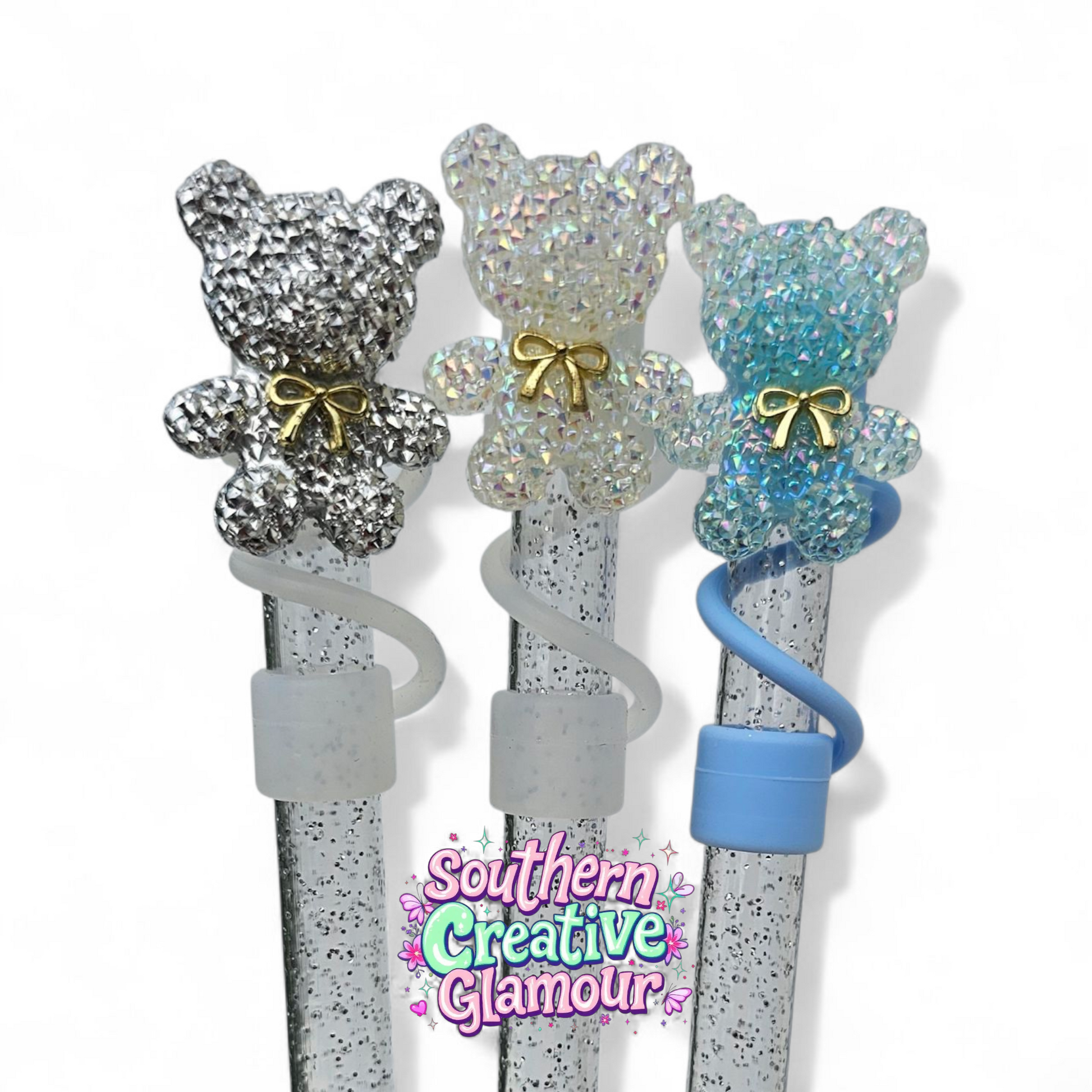 Crystal Bear 10mm Straw Topper | Tumbler Accessory by Southern Creative Glamour 
