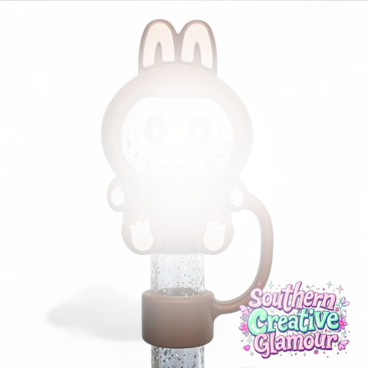 Cute Brown Doll 10mm Silicone Straw Topper | Fits 10mm Straws