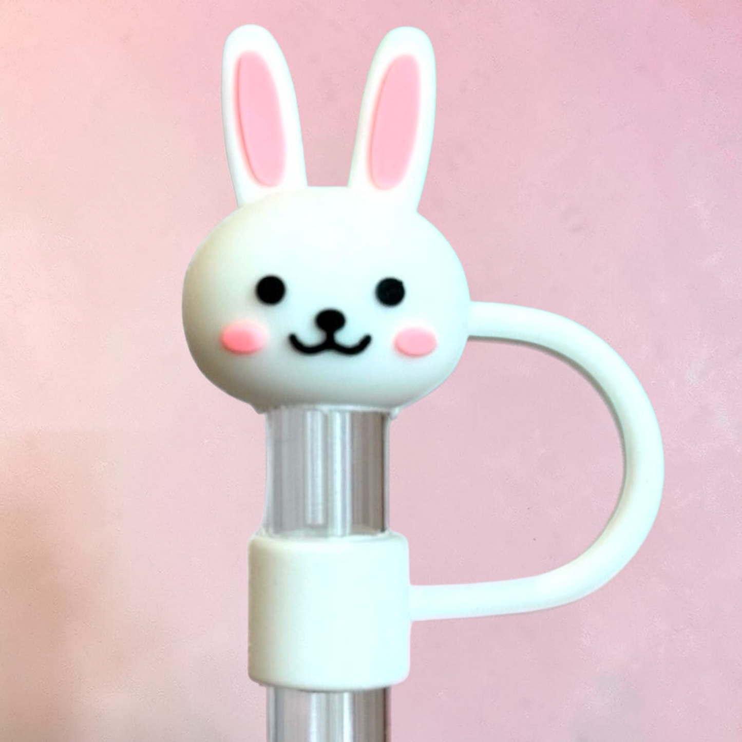 Cute Bunny 3D Silicone Straw Topper | Fits 10mm Straws