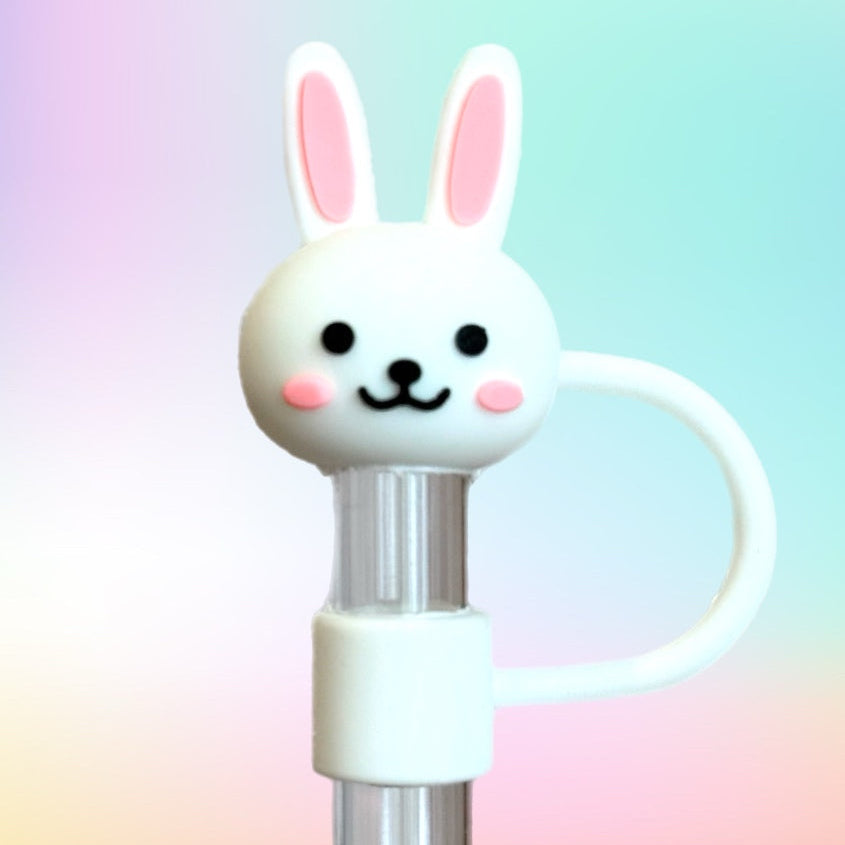 Cute Bunny 3D Silicone Straw Topper | Fits 10mm Straws