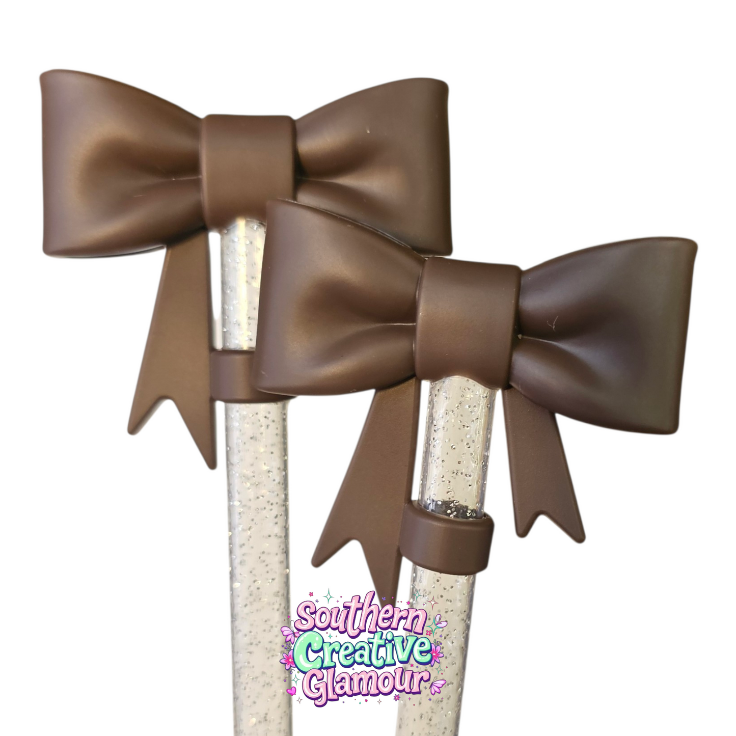 Chocolate Mousse 3D Bow Silicone Straw Topper by SouthernCreativeGlamour | Fits 10mm Straws 