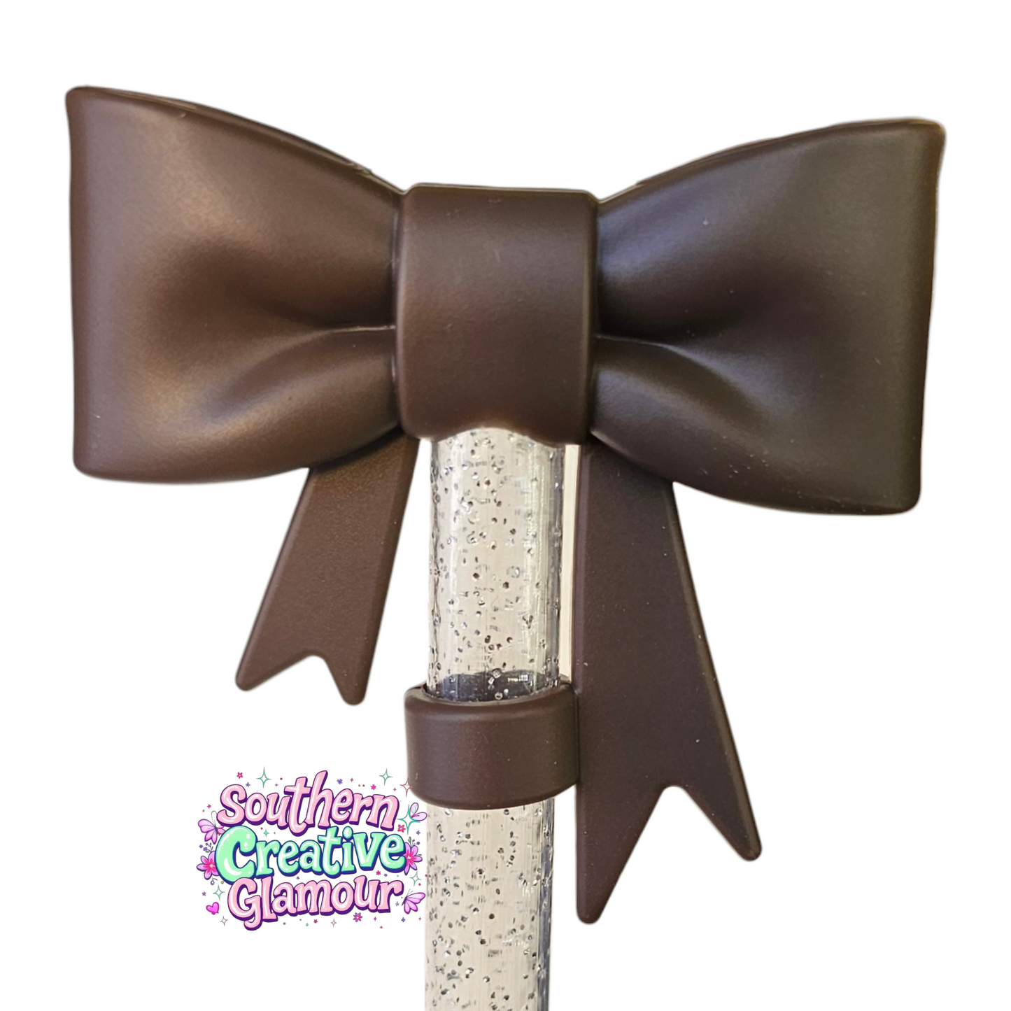 Chocolate Mousse 3D Bow Silicone Straw Topper by SouthernCreativeGlamour | Fits 10mm Straws 