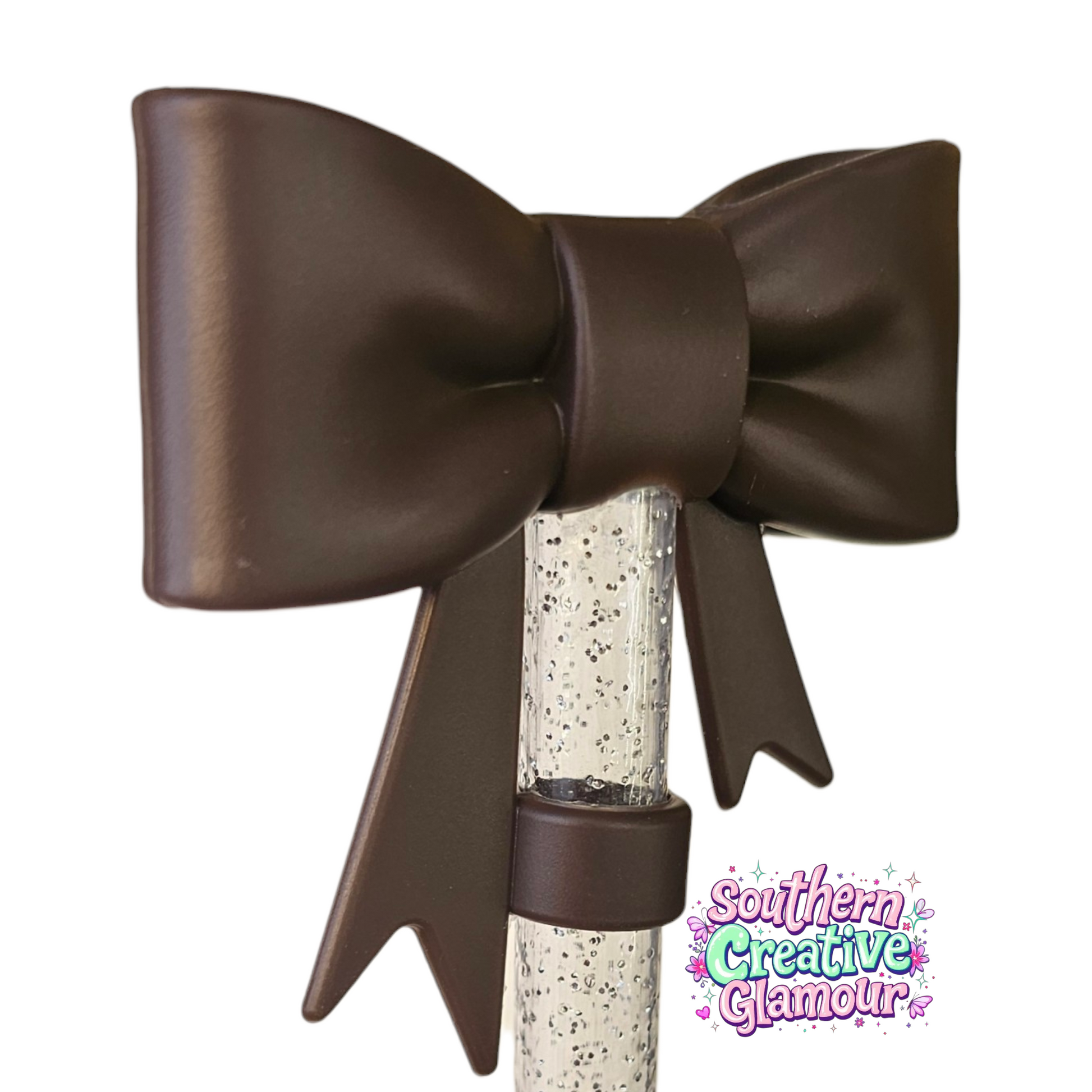 Chocolate Mousse 3D Bow Silicone Straw Topper by SouthernCreativeGlamour | Fits 10mm Straws 