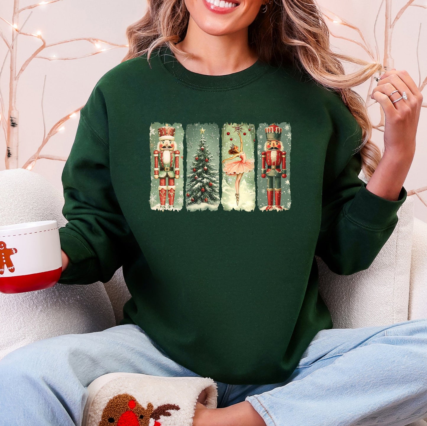 Forest Dark Green Christmas, Nutcracker Ballet, Vintage Sweatshirt