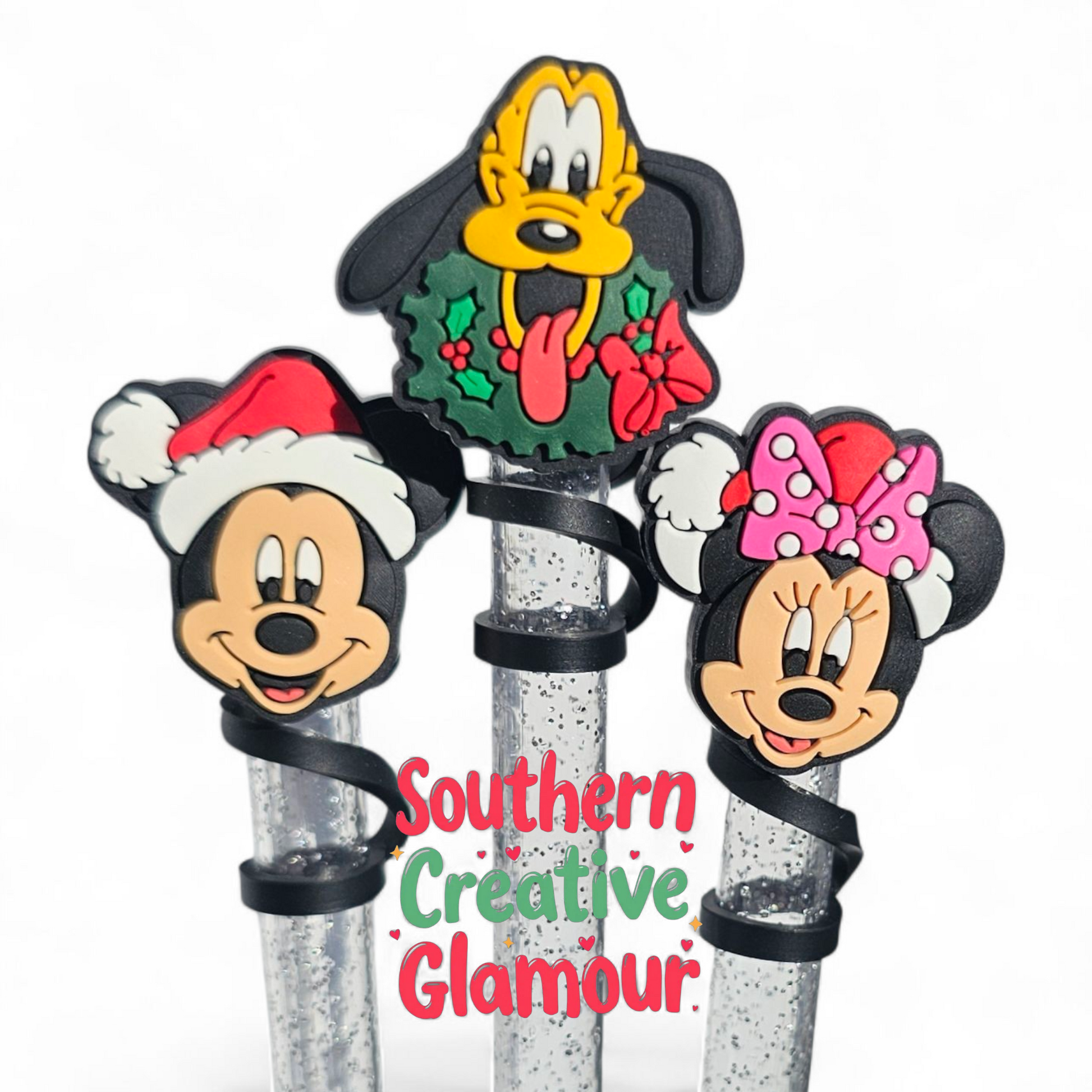 Christmas Friends 10mm Silicone Straw Toppers | Straw Covers by Southern Creative Glamour 