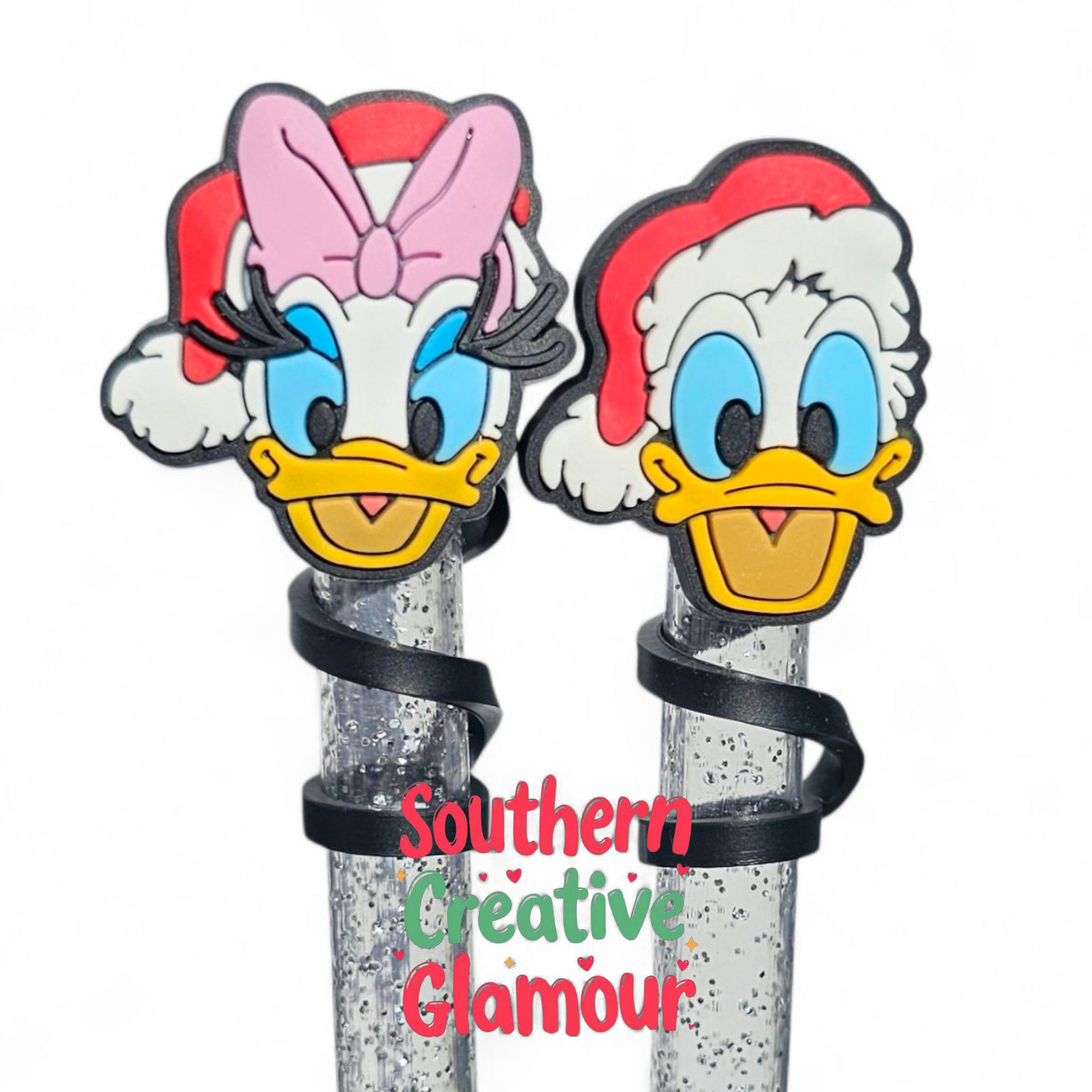 Donald Duck and Daisy Duck inspired Christmas 10mm Silicone Toppers 