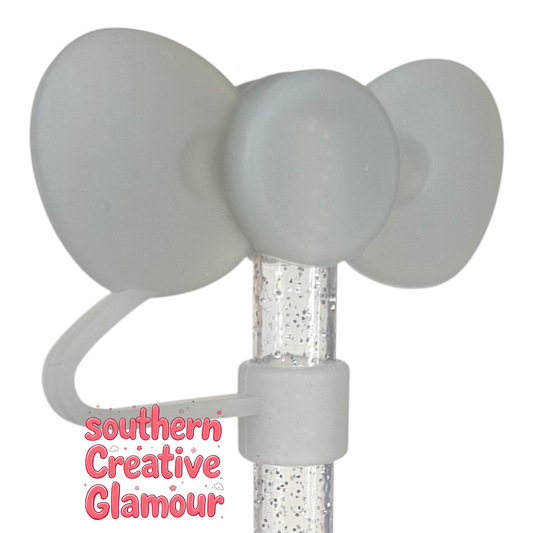 Dove Gray 3D Bow Silicone Straw Topper by Southern CreativeGlamour | Fits 10mm Straws