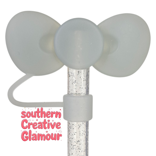 Dove Gray 3D Bow Silicone Straw Topper by Southern CreativeGlamour | Fits 10mm Straws
