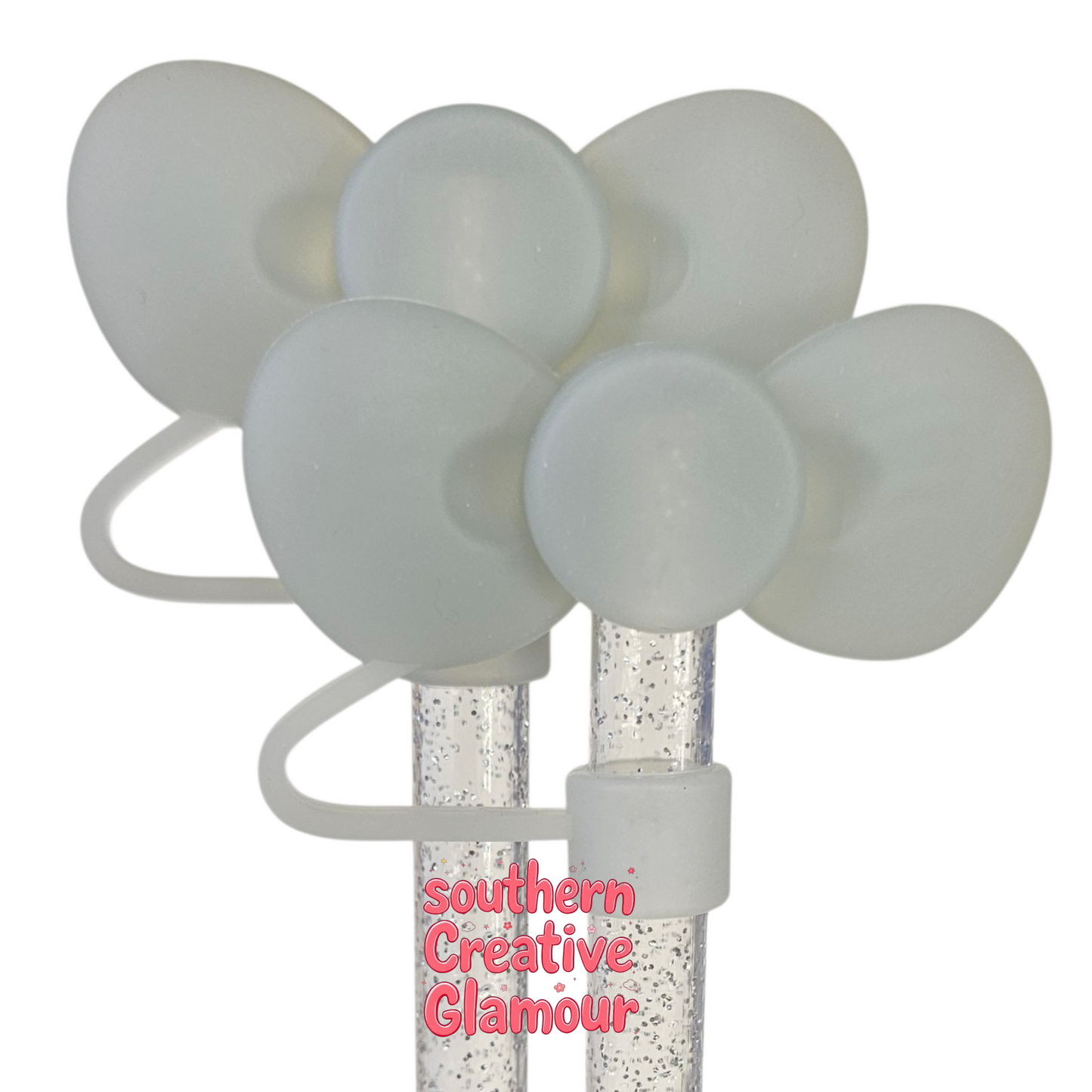 Dove Gray 3D Bow Silicone Straw Topper by Southern CreativeGlamour | Fits 10mm Straws