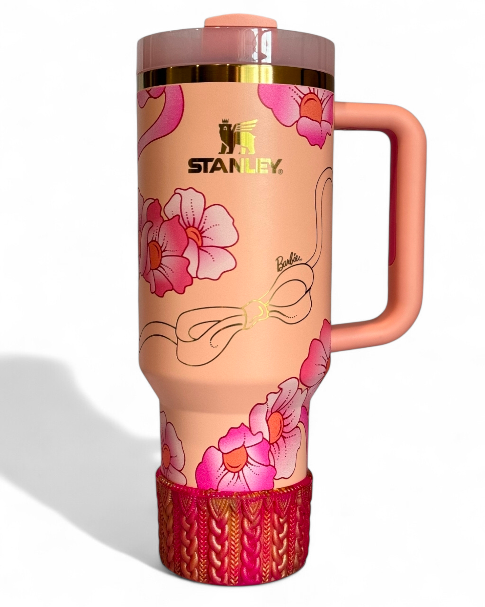 Dynamite Remix Pink & Gold Shimmer Macrame Silicone Tumbler Boot
