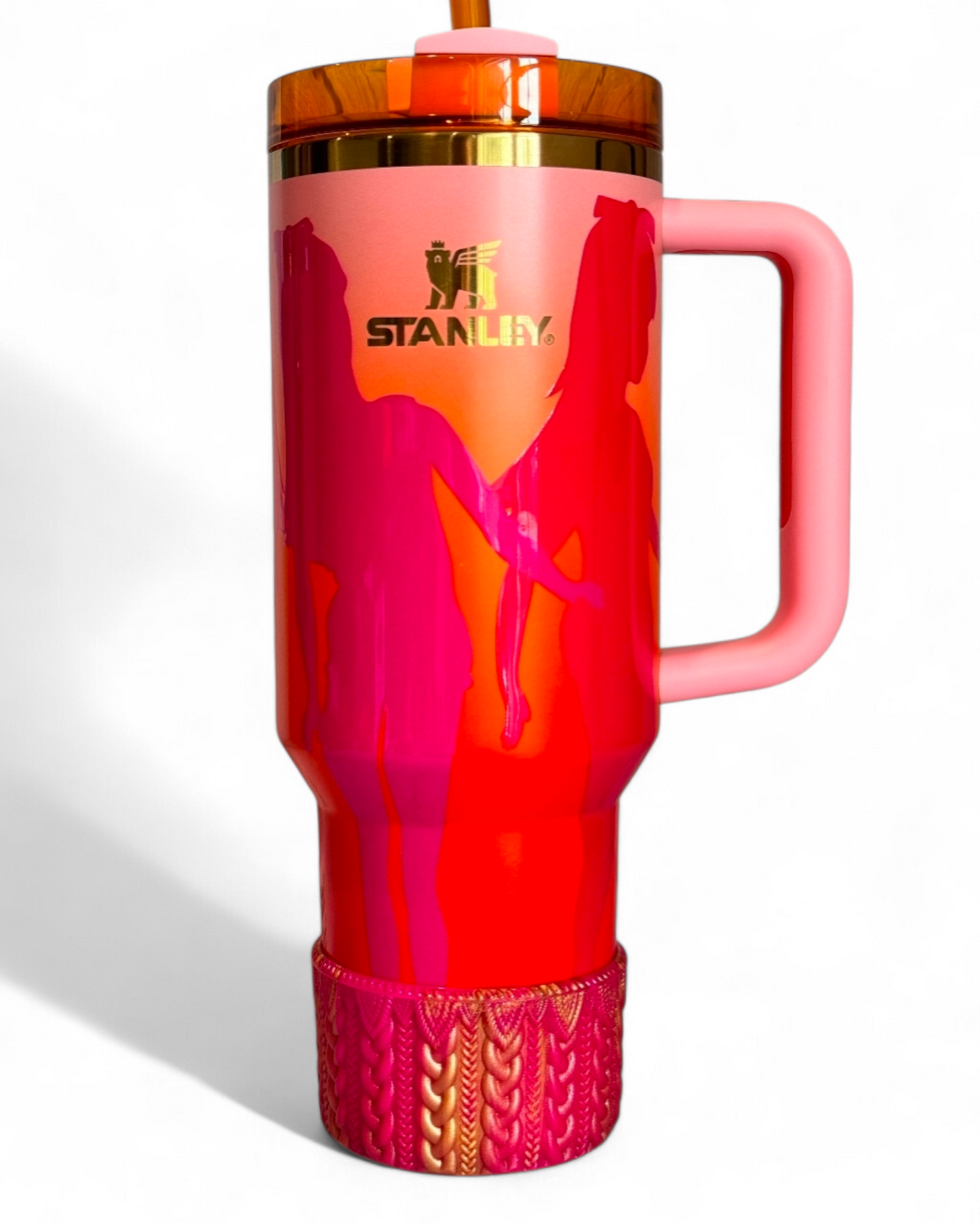 Dynamite Remix Pink & Gold Shimmer Macrame Silicone Tumbler Boot