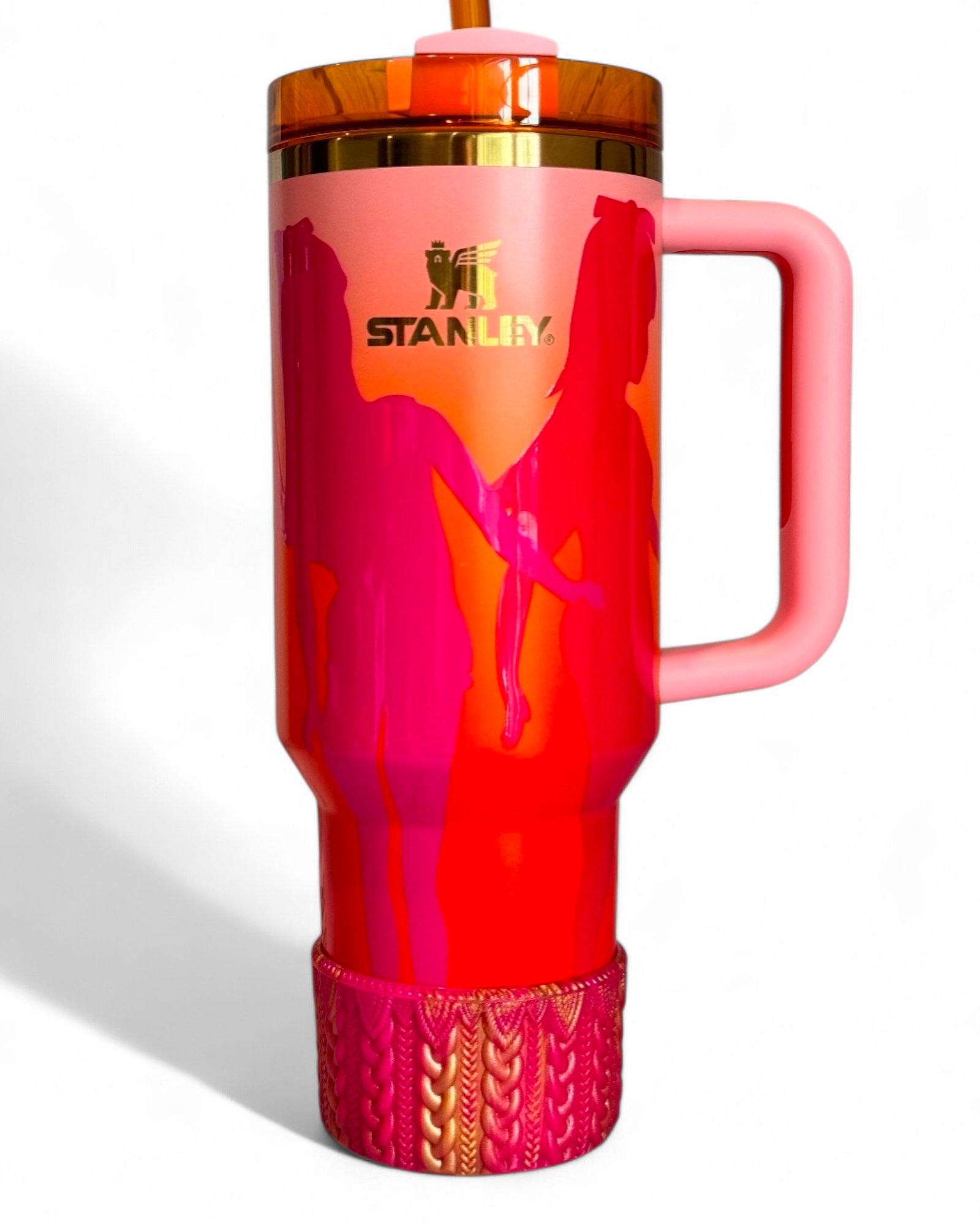 Dynamite Remix Pink & Gold Shimmer Macrame Silicone Tumbler Boot