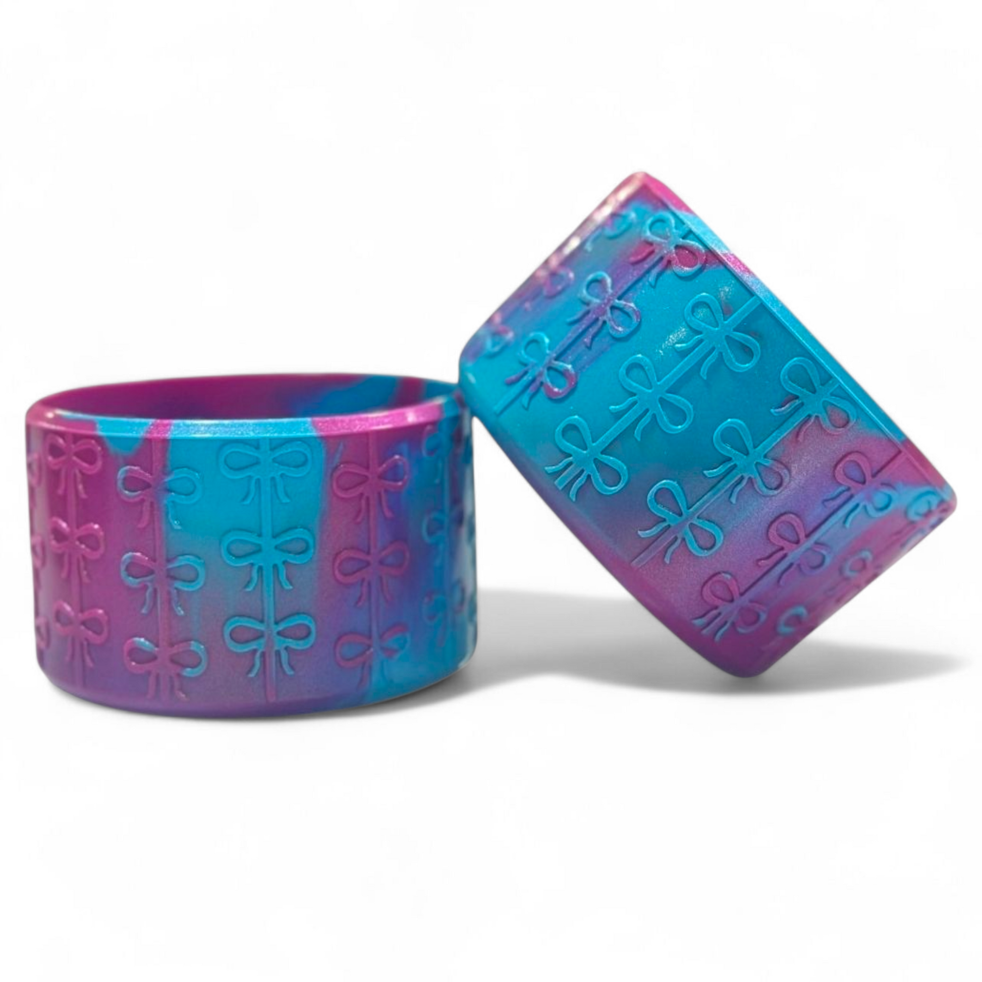 Electric Blue & Magenta Pink Coquette Bow Silicone Tumbler Boot 