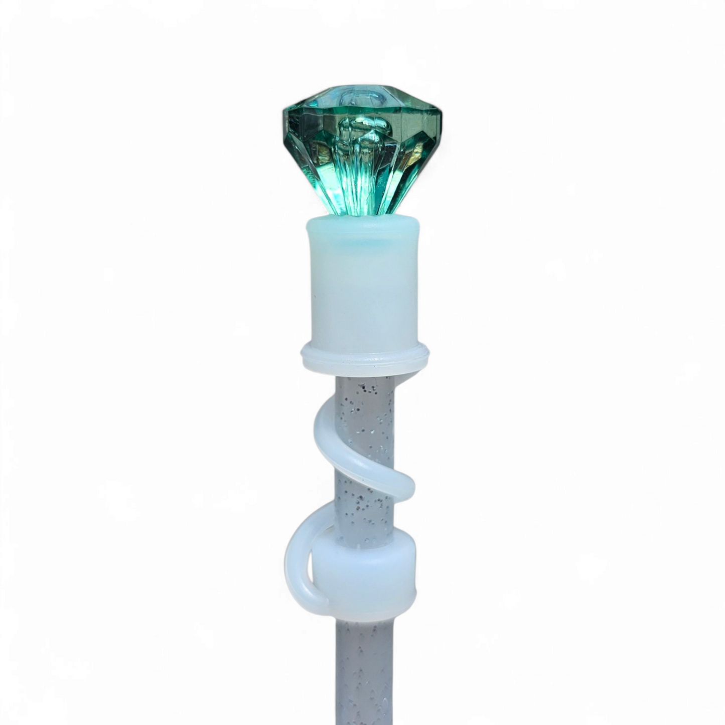 Emerald Green Diamond  | Semi-transparent Silicone 3D Straw Topper | Straw Cover by Southern Creative Glamour 