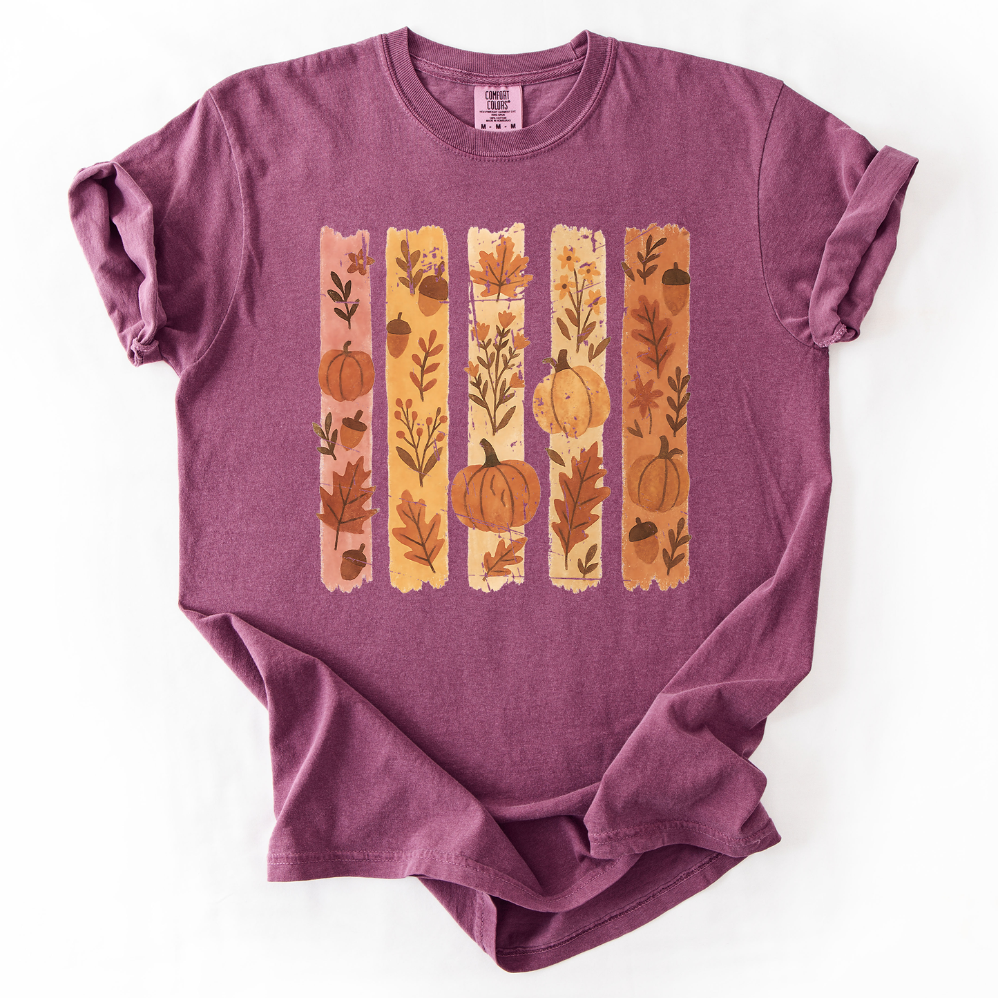 Berry Pink Fall, Brush Stroke, Floral, Pumpkin, Autumn, Comfort Colors T-Shirt