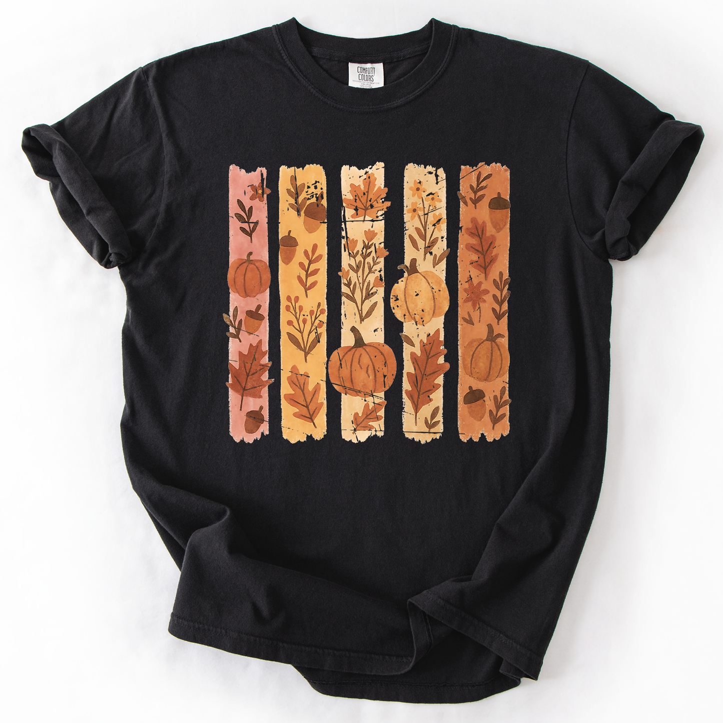 Black and Orange Fall, Brush Stroke, Floral, Pumpkin, Autumn, Comfort Colors T-Shirt