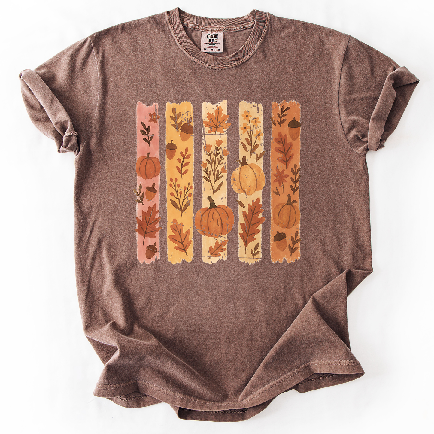 Brown Fall, Brush Stroke, Floral, Pumpkin, Autumn, Comfort Colors T-Shirt