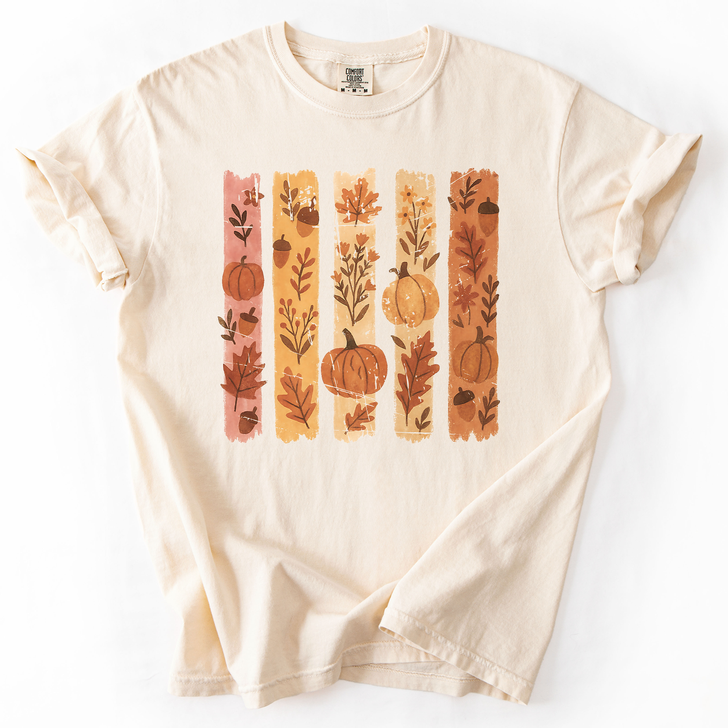 Ivorycream and Orange Fall, Brush Stroke, Floral, Pumpkin, Autumn, Comfort Colors T-Shirt
