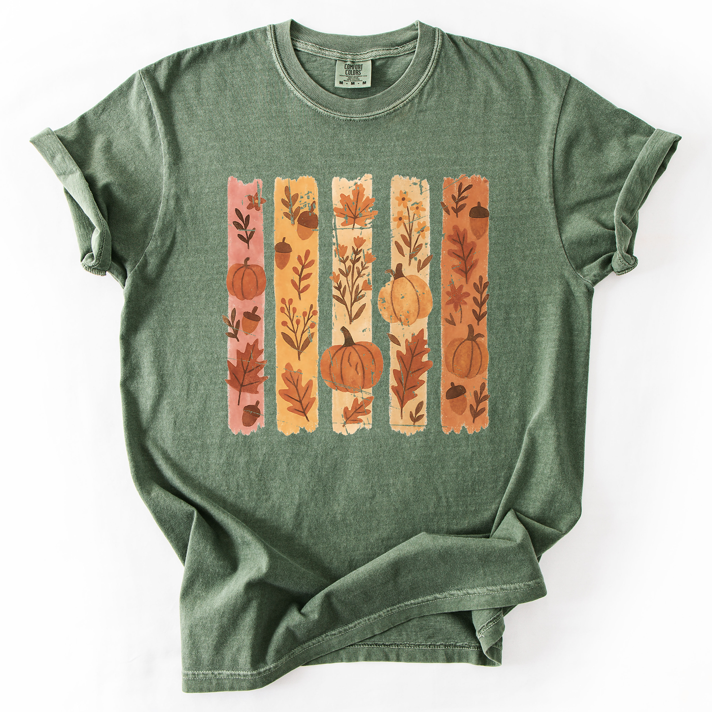 Moss green Fall, Brush Stroke, Floral, Pumpkin, Autumn, Comfort Colors T-Shirt