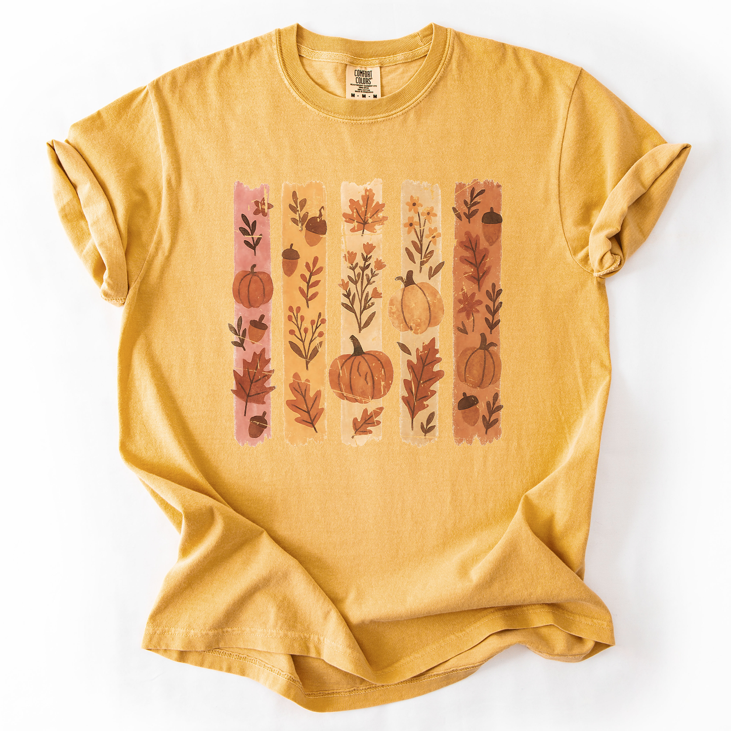 Mustard yellow and orange Fall, Brush Stroke, Floral, Pumpkin, Autumn, Comfort Colors T-Shirt