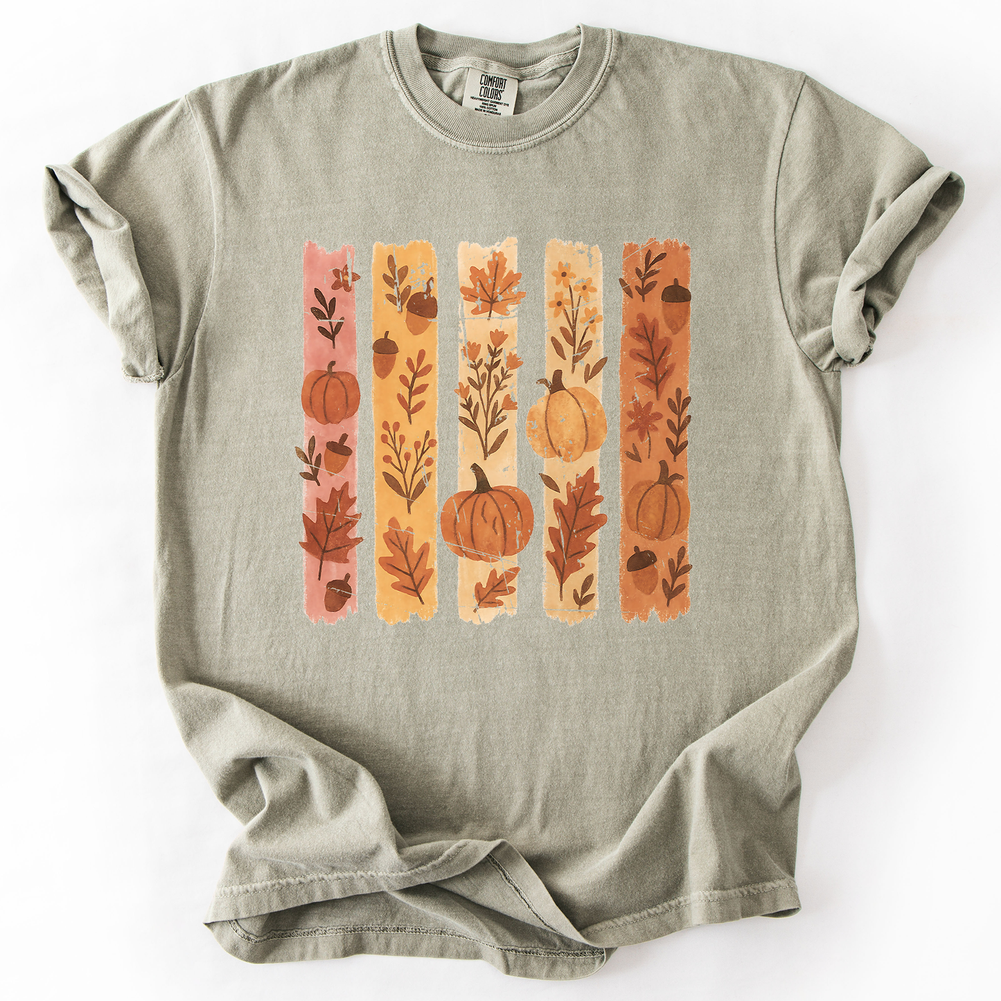 Sandstone and Orange Fall, Brush Stroke, Floral, Pumpkin, Autumn, Comfort Colors T-Shirt
